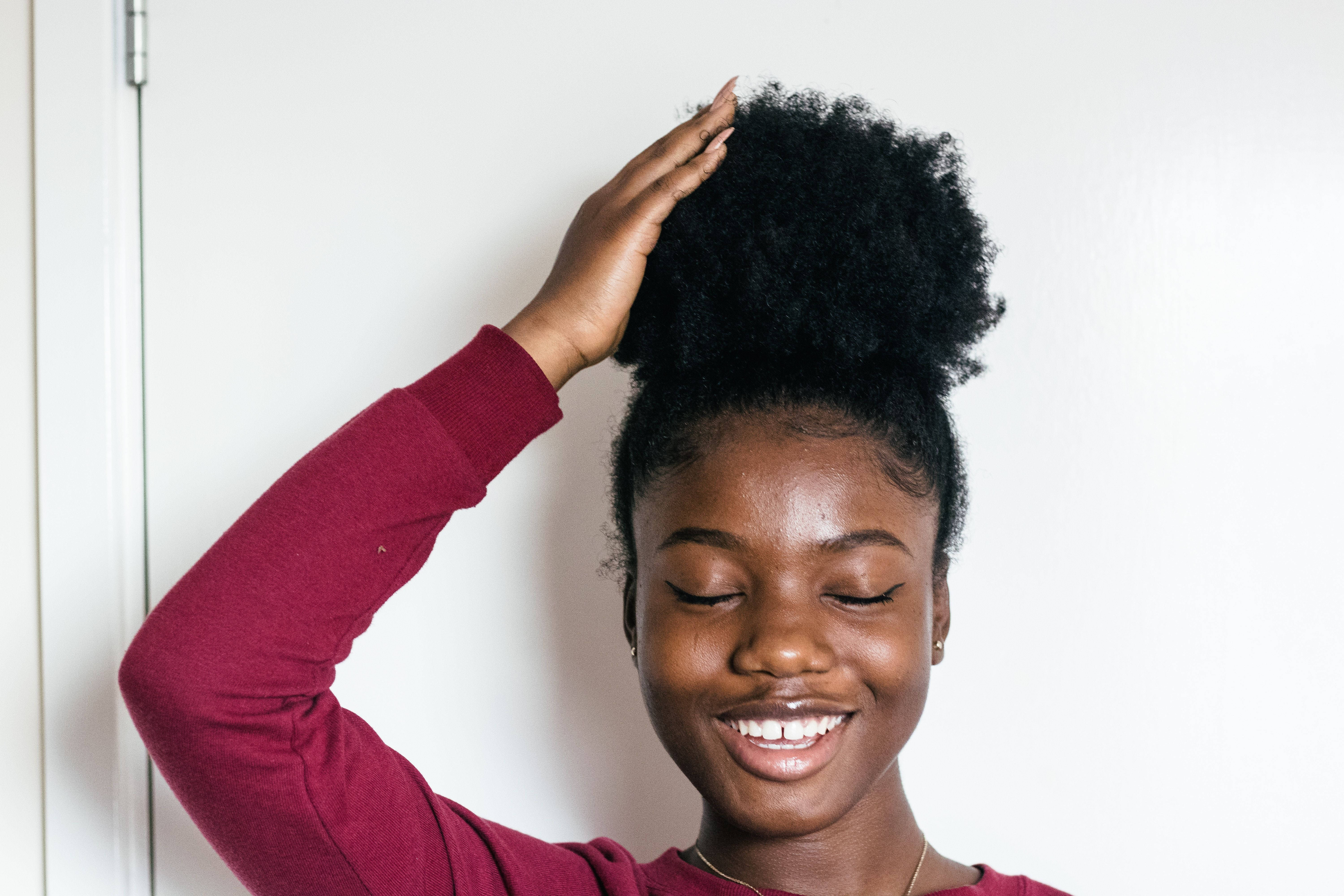 Beautiful Black Woman Eyes Closed Background