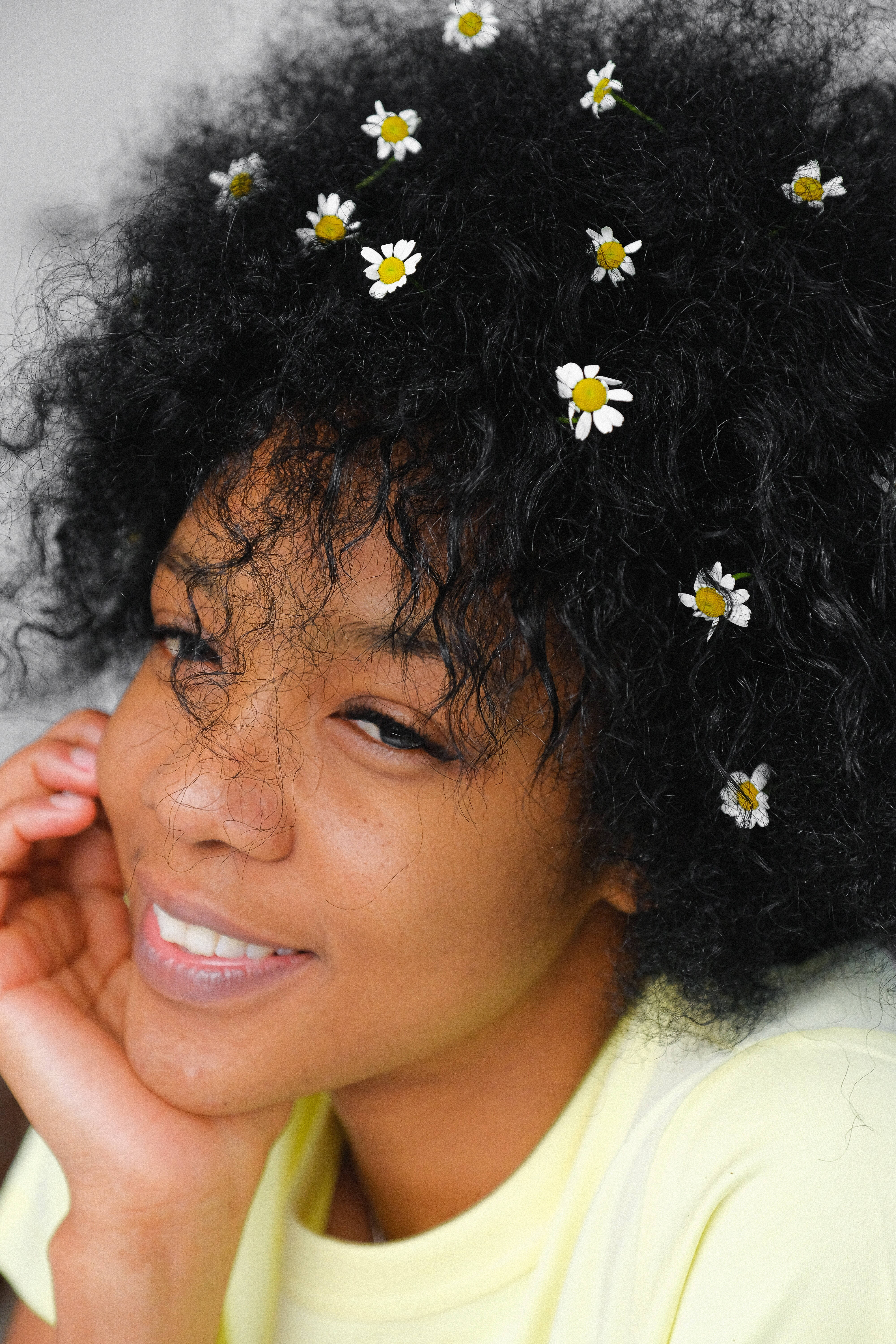 Beautiful Black Woman Flower Hair Background