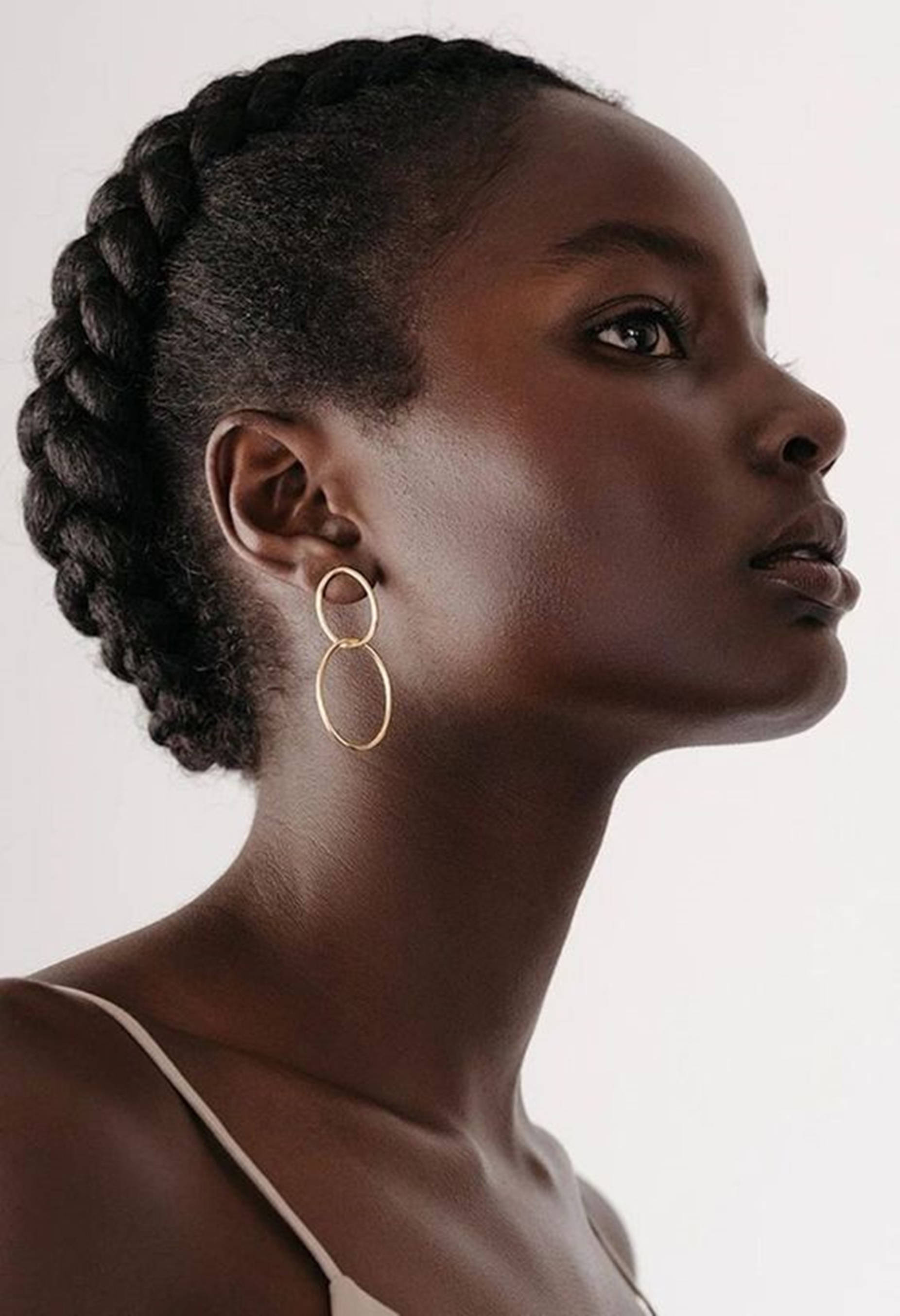 Beautiful Black Woman Milkmaid Braids Background