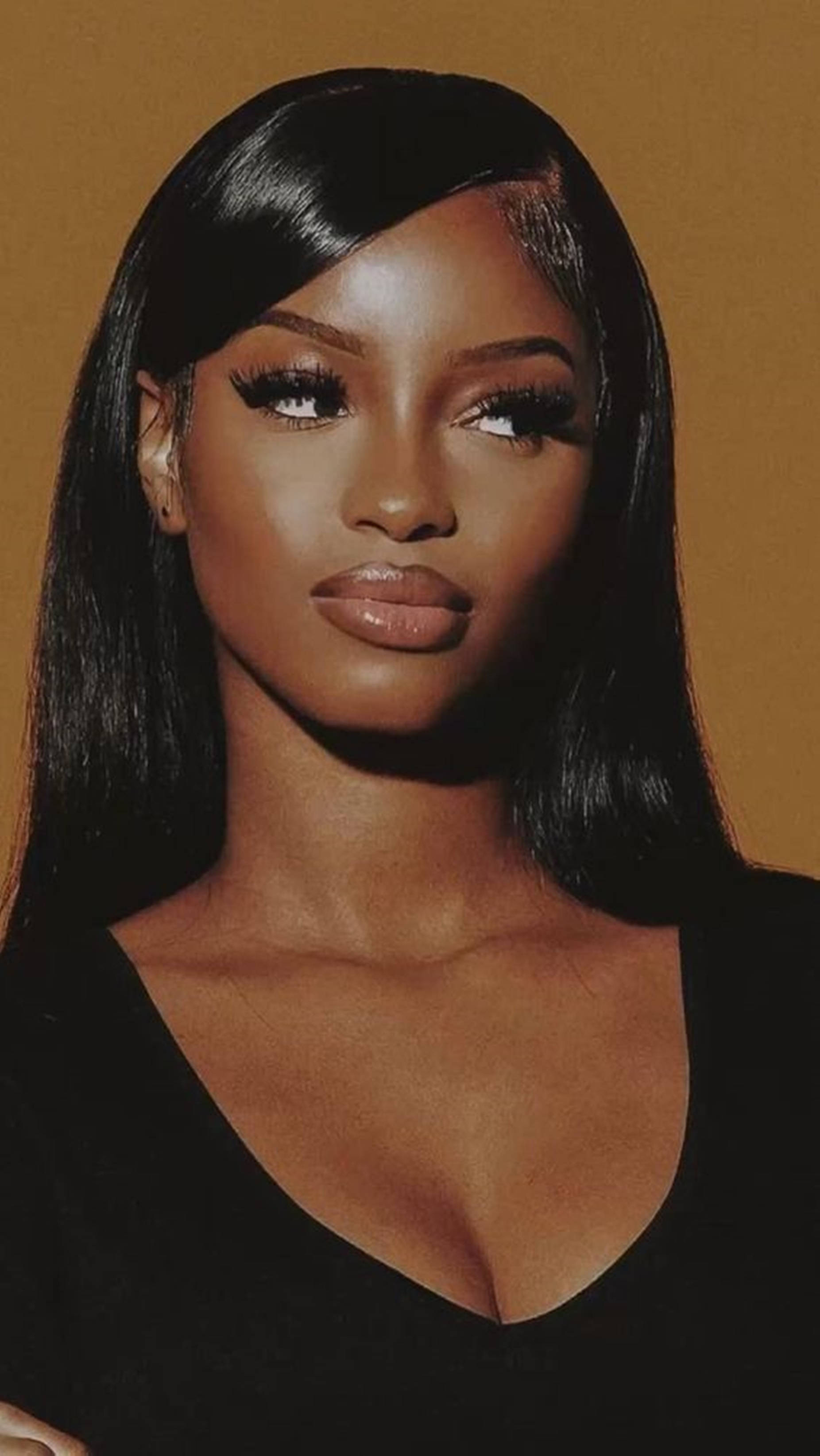 Beautiful Black Woman Sleek Hair