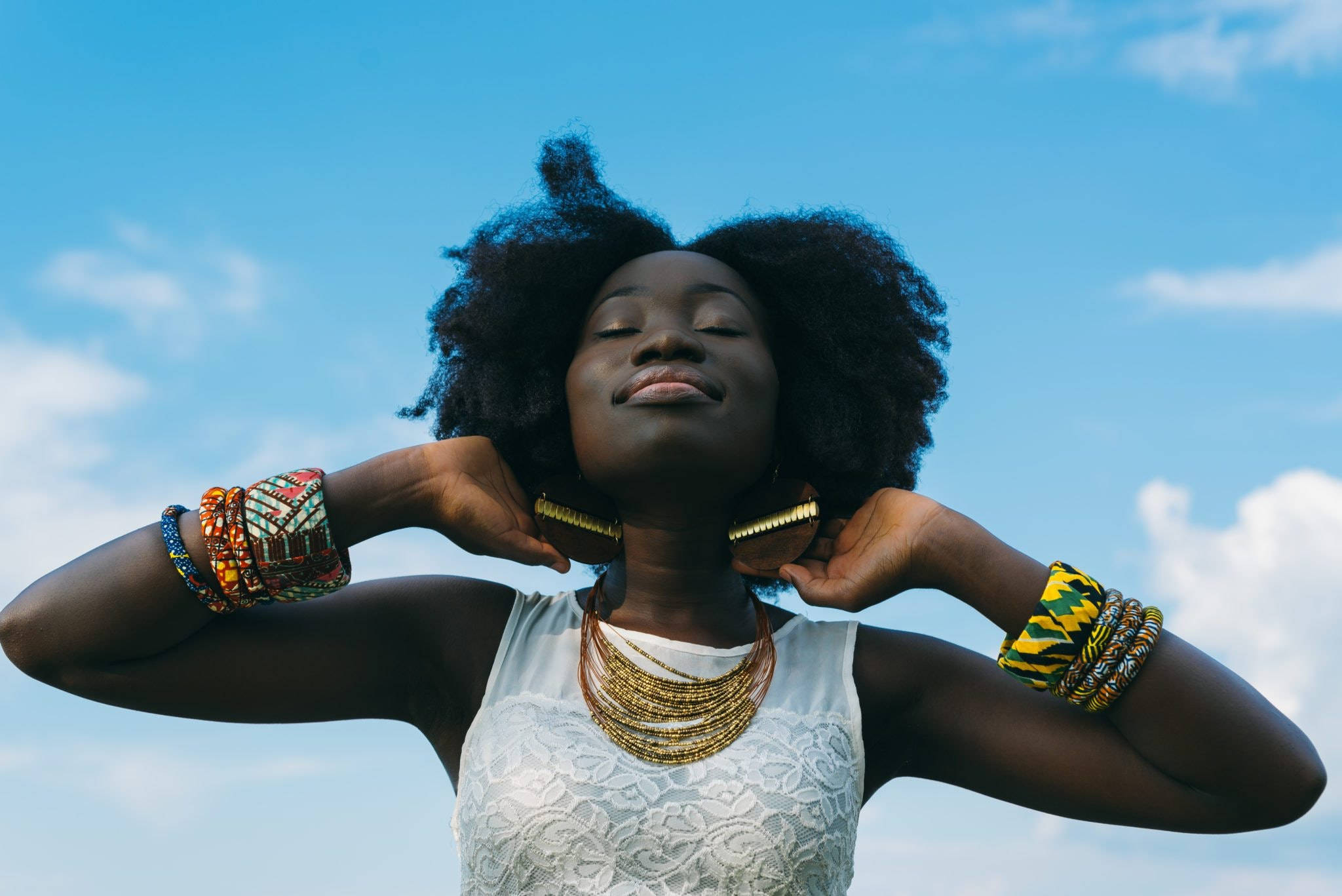 Beautiful Black Woman With The Sky