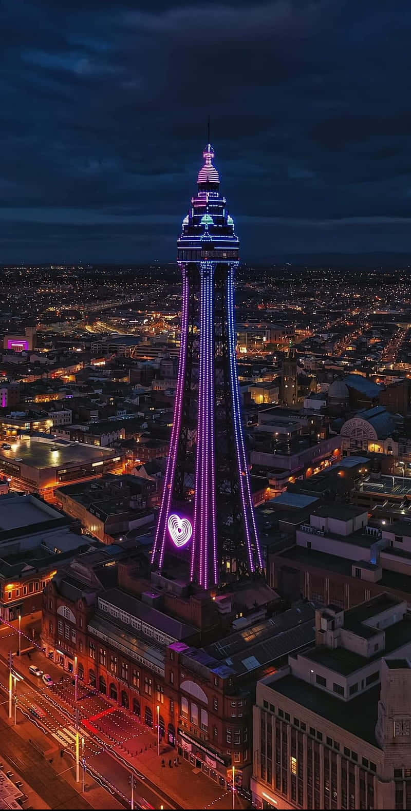 Beautiful Blackpool Tower At Night Phone Background