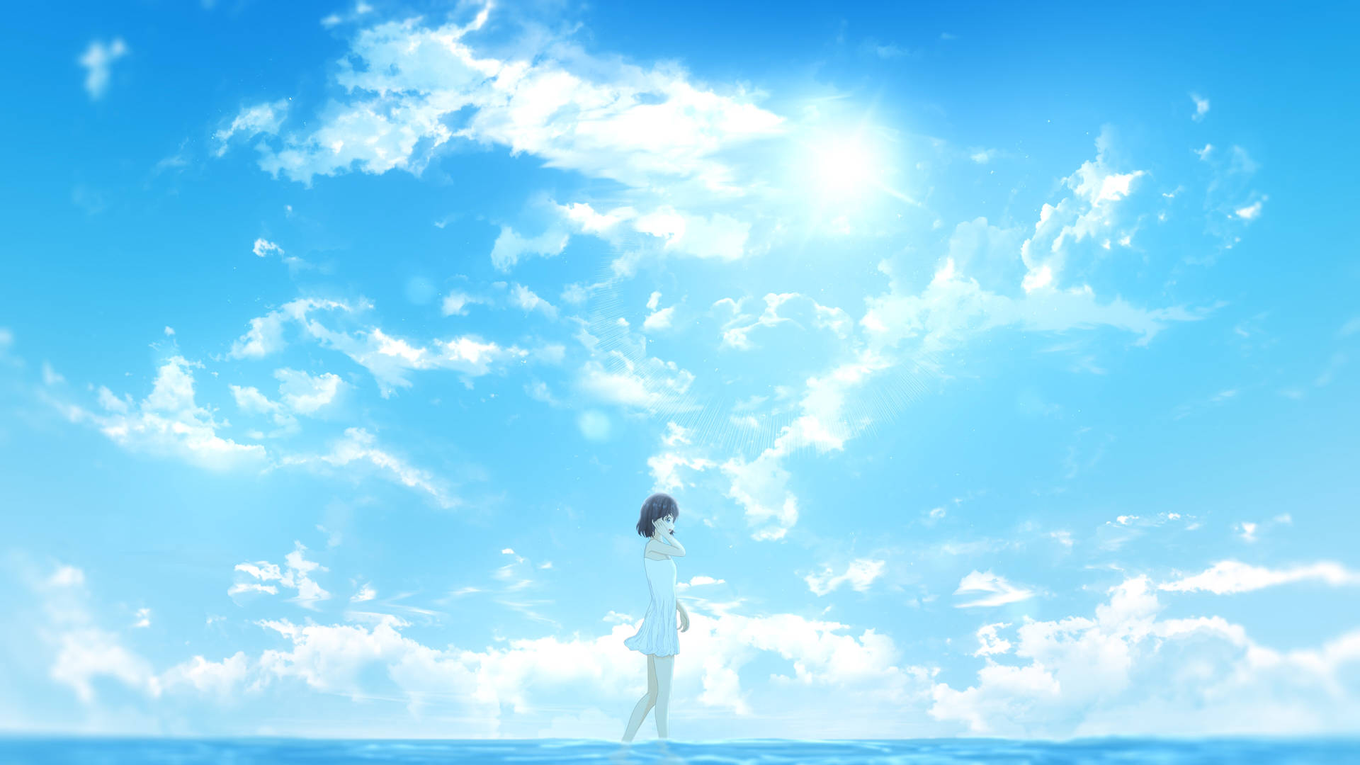 Beautiful Blue Sky In Anime Background