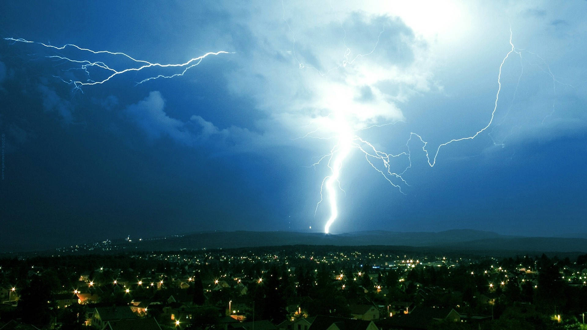 Beautiful Blue Sky With Lightning