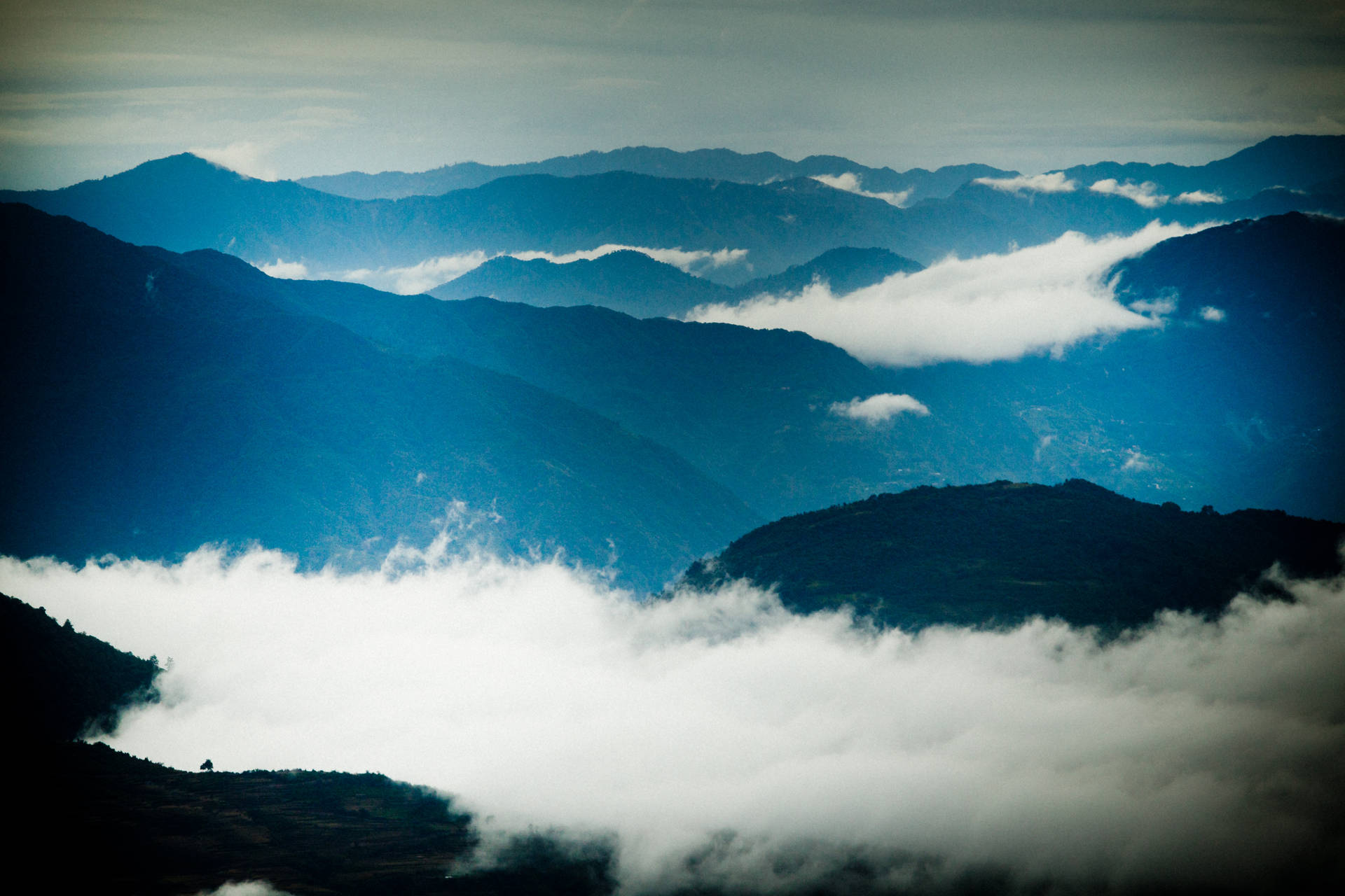 Beautiful Blue-tinted Mountain Ranges