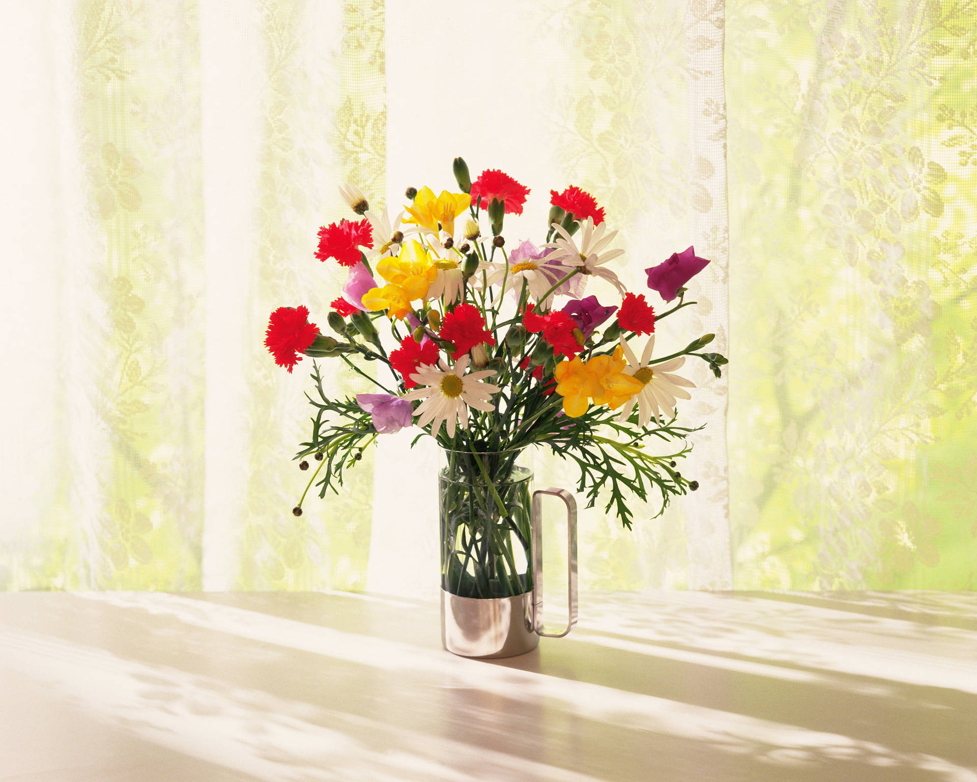 Beautiful Bouquet In Flower Vase Background