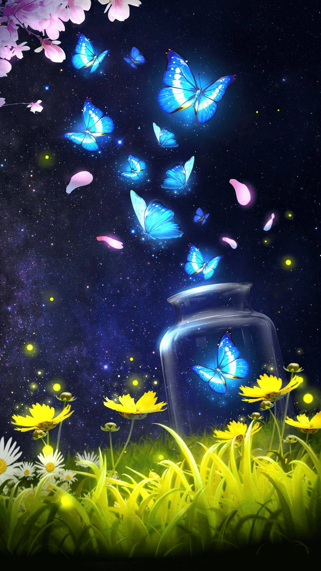 Beautiful Butterflies Animated In Mid-flight Background