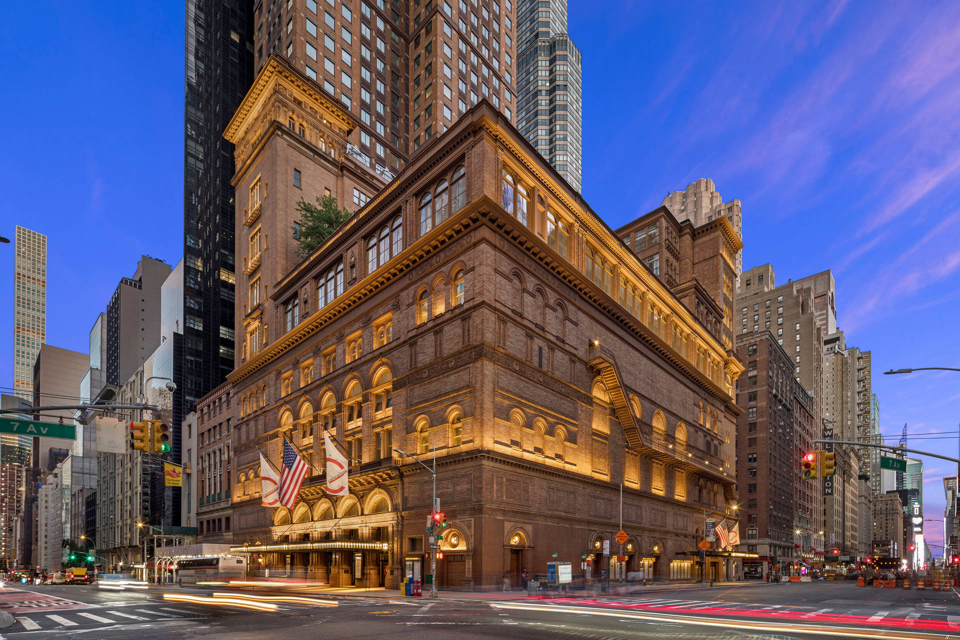 Beautiful Carnegie Hall Blue Sky Background