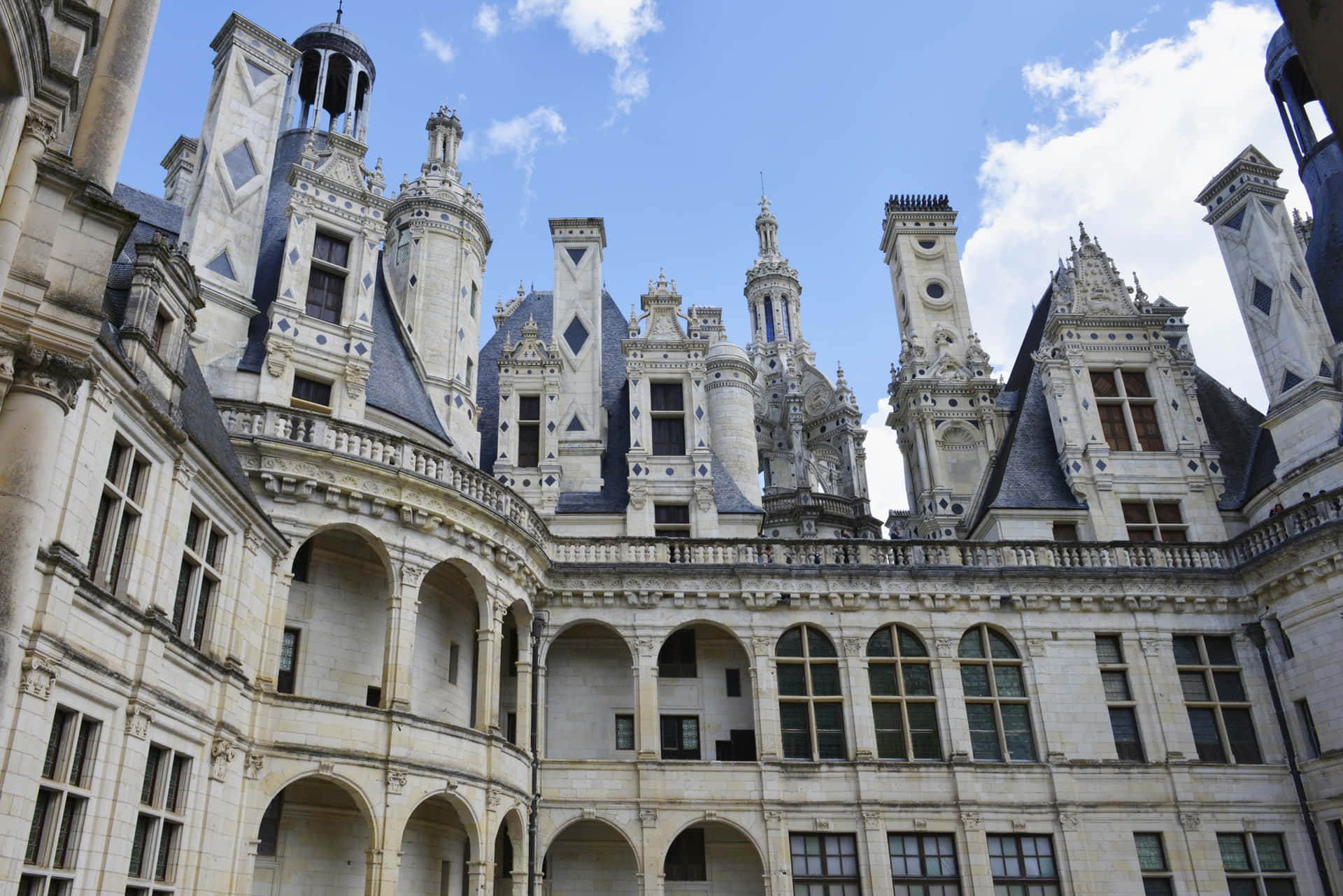 Beautiful Chateau De Chambord Close Up Shot Background