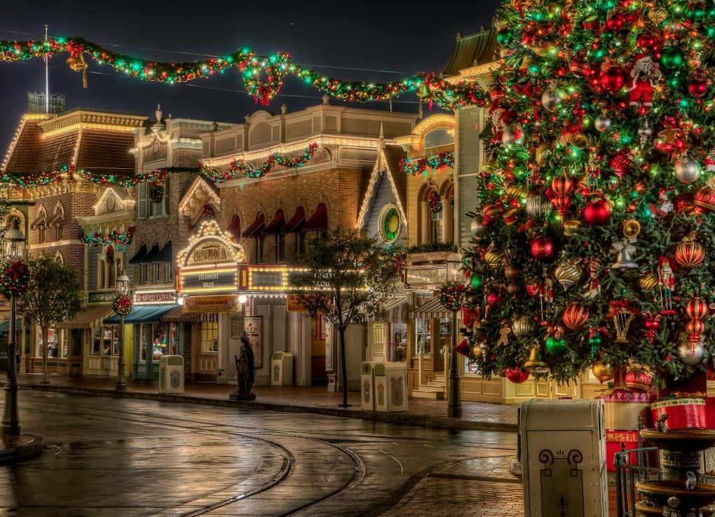 Beautiful Christmas Desktop Buildings Background