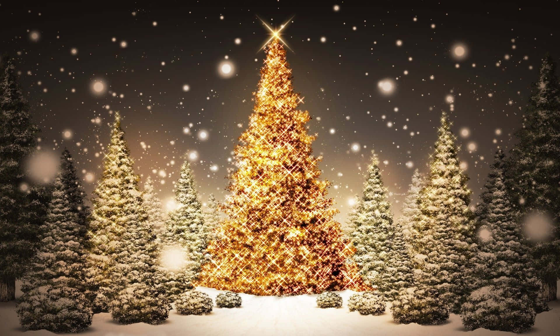 Beautiful Christmas Desktop Gold Background