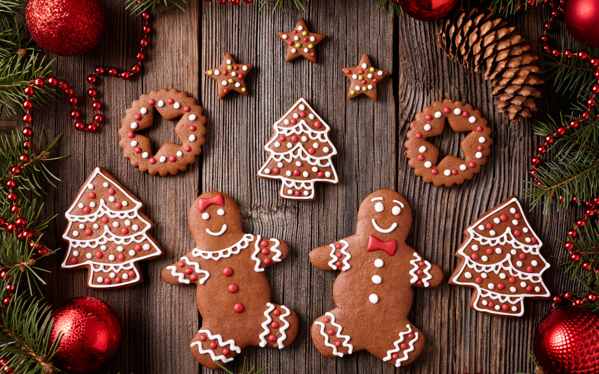 Beautiful Christmas Gingerbread Cookies Background
