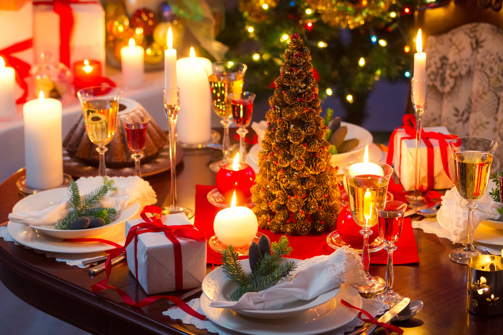 Beautiful Christmas Holiday Feast Background