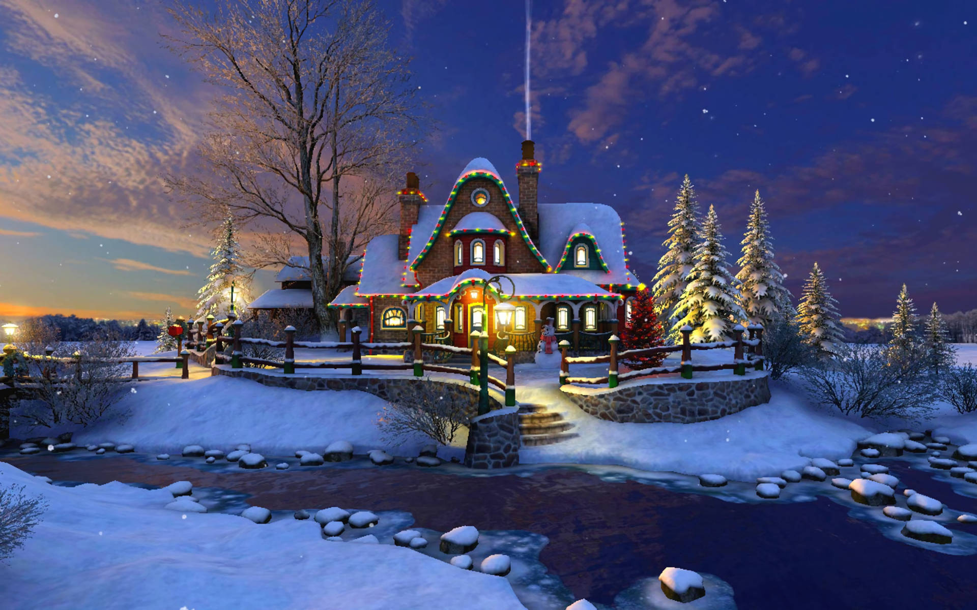 Beautiful Christmas House Art Background