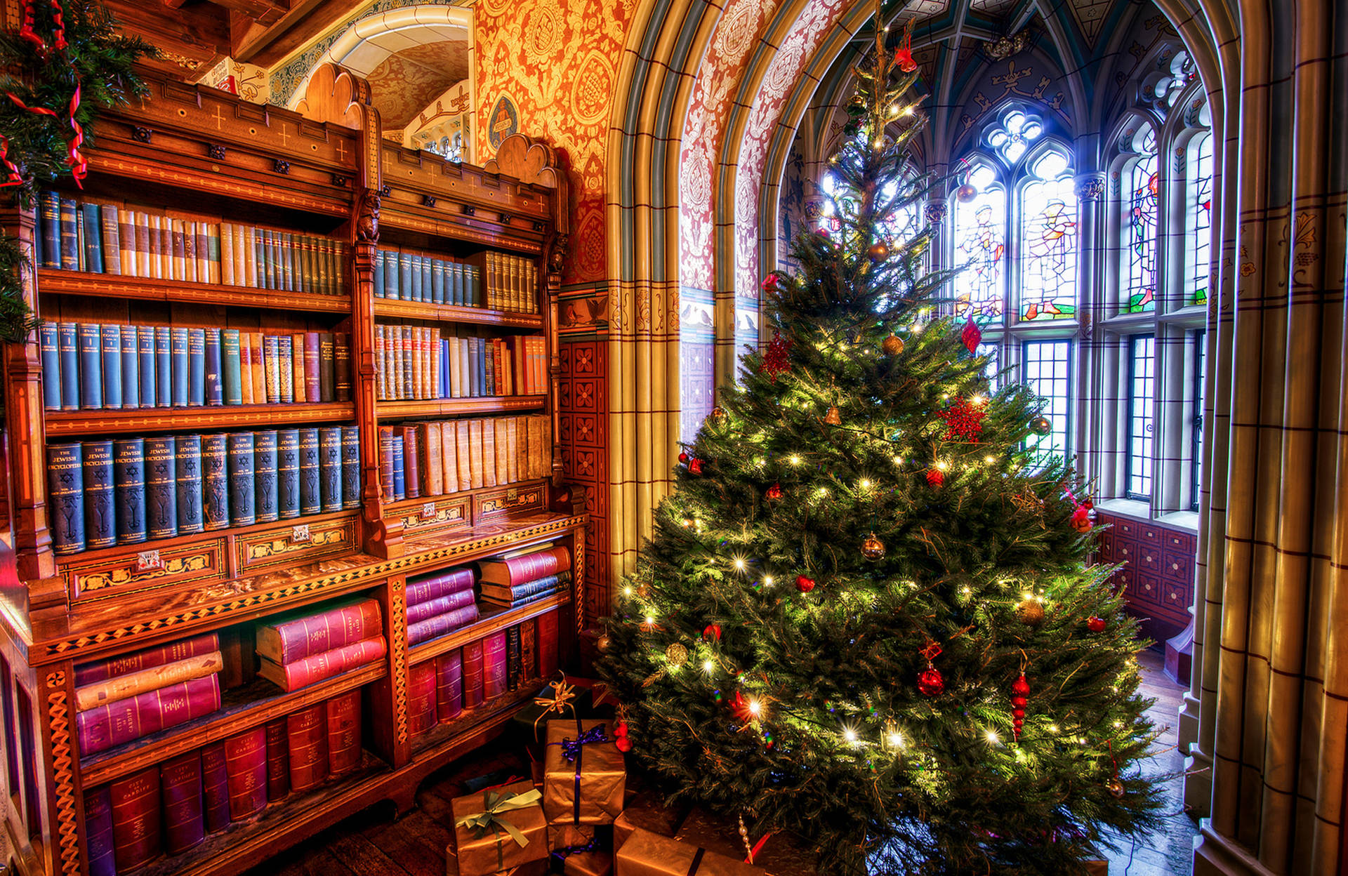 Beautiful Christmas In The Library