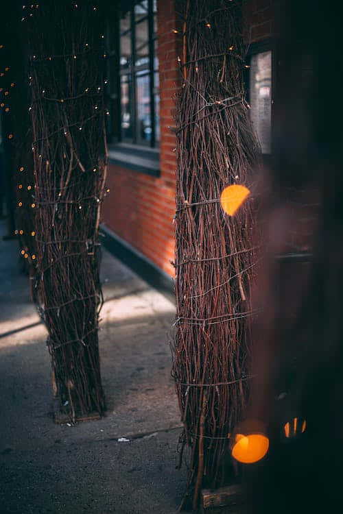 Beautiful Christmas Night Lights Illuminate The Town Background