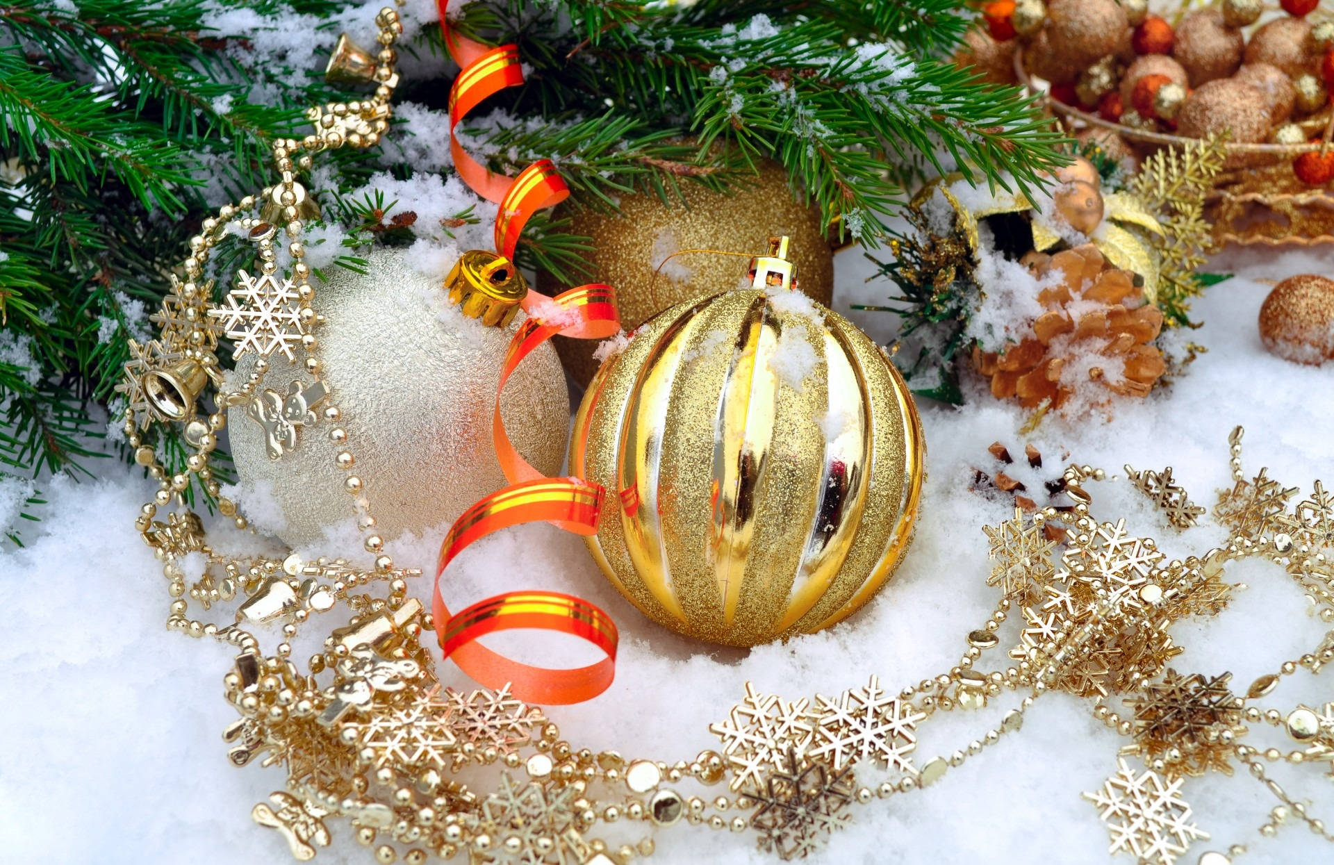Beautiful Christmas Ornaments In Gold