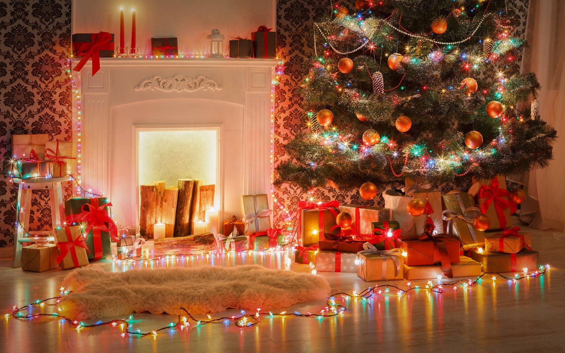 Beautiful Christmas Tree With Colorful Lights