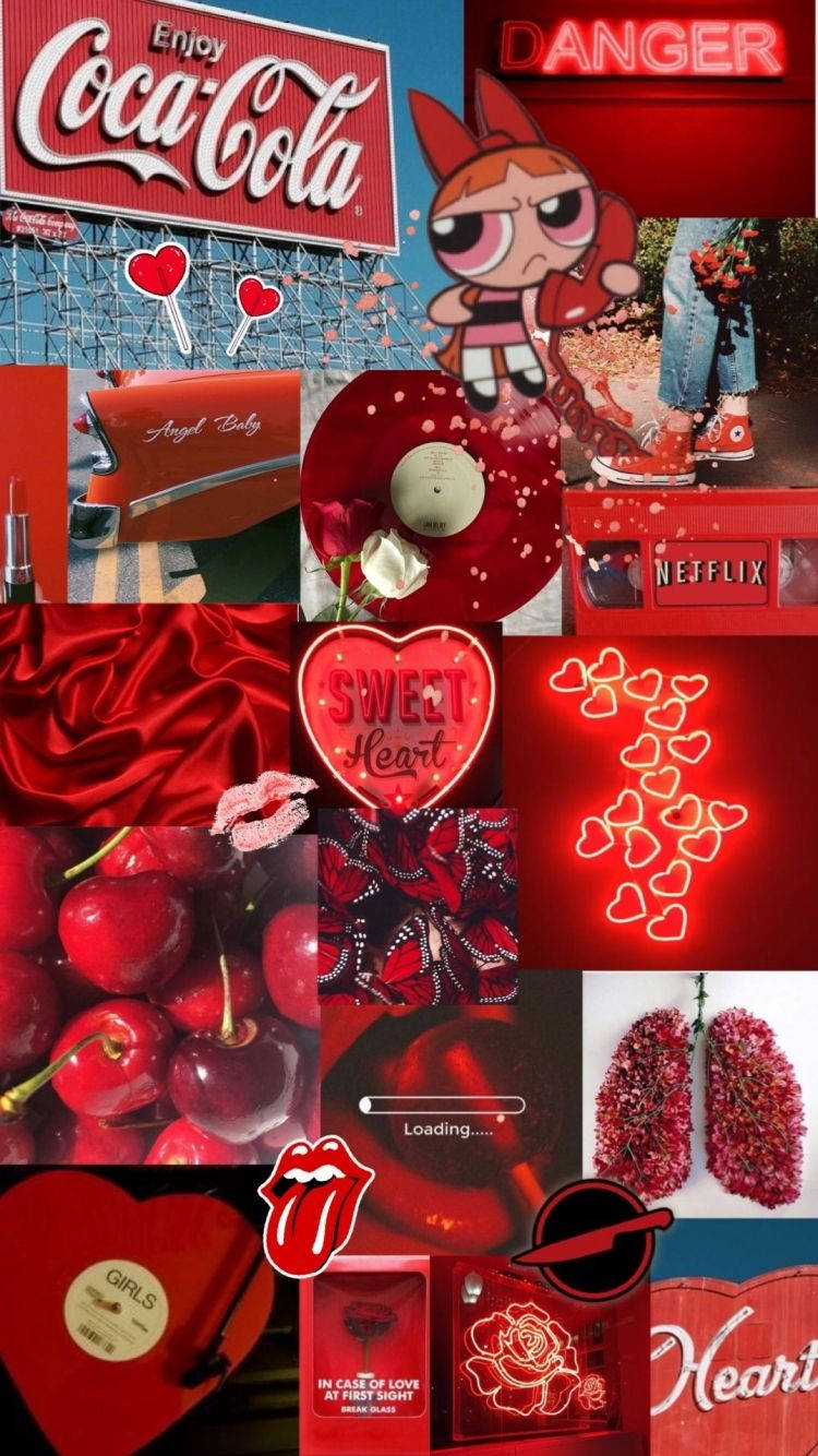 Beautiful Collage Red Aesthetic Iphone Background