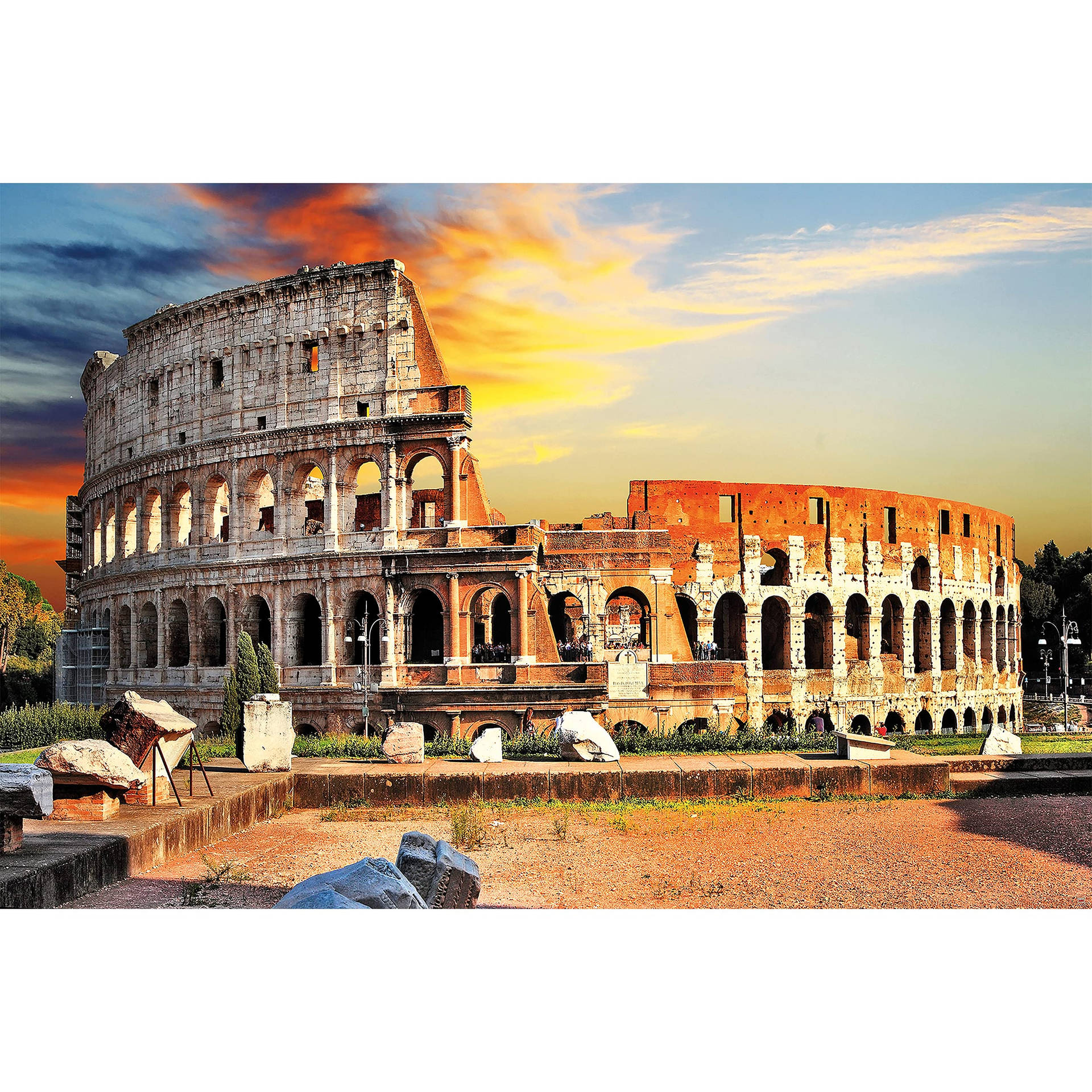 Beautiful Colosseum Beneath The Sunset Sky Background