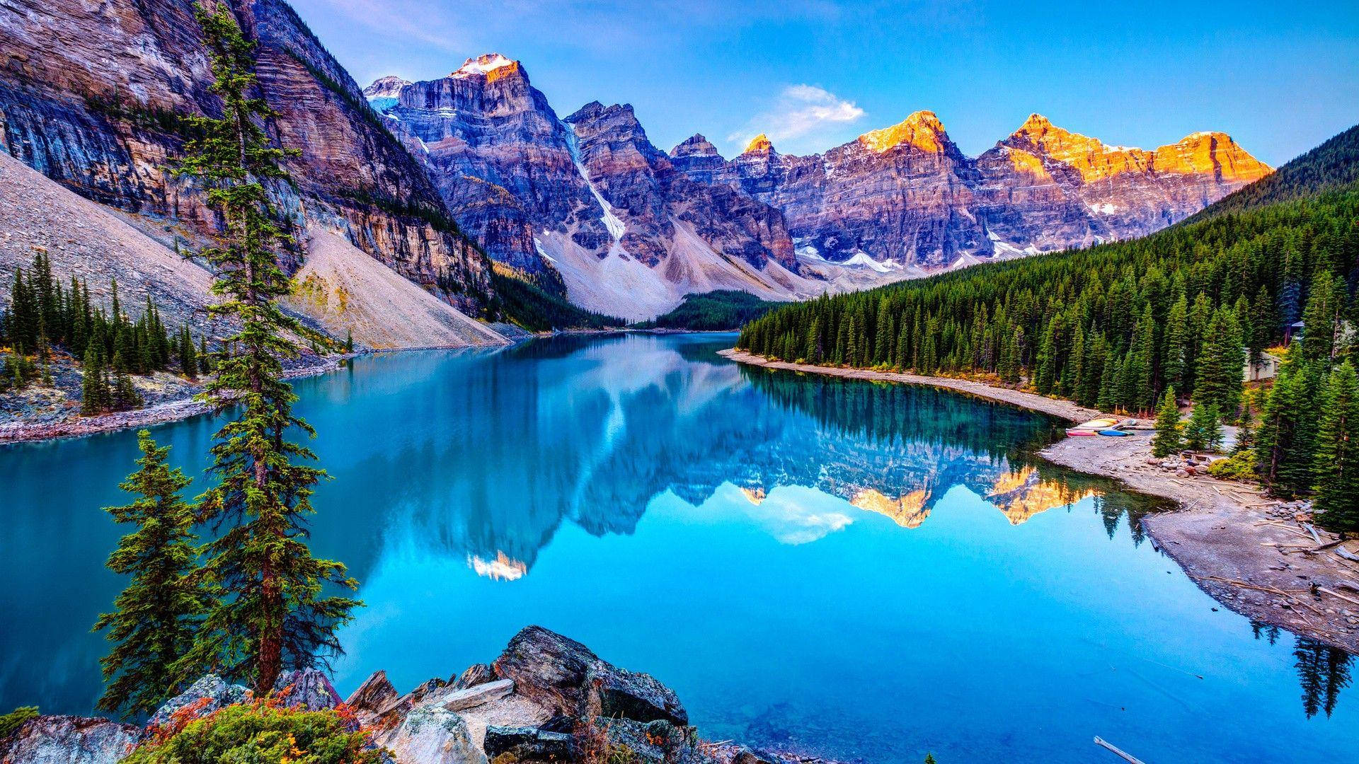 Beautiful Cool Mountain Lake Background