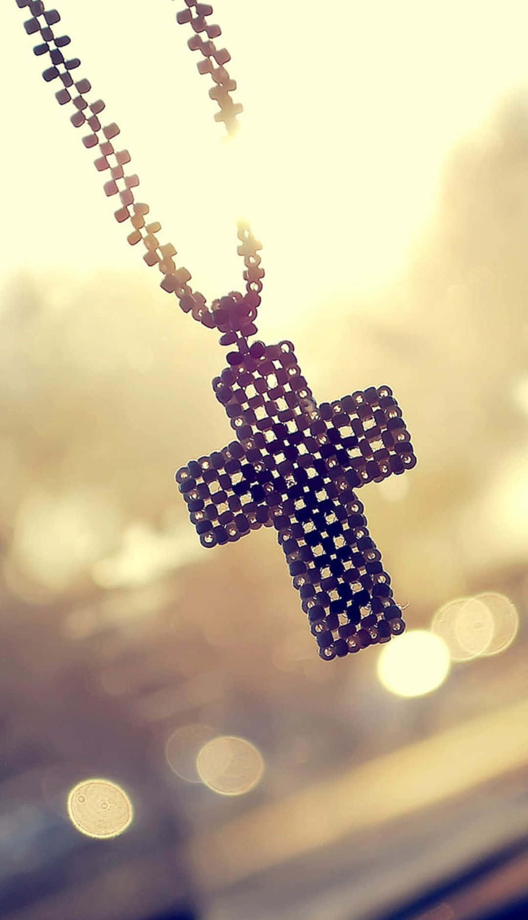 Beautiful Cross Silver Chain Necklace Background