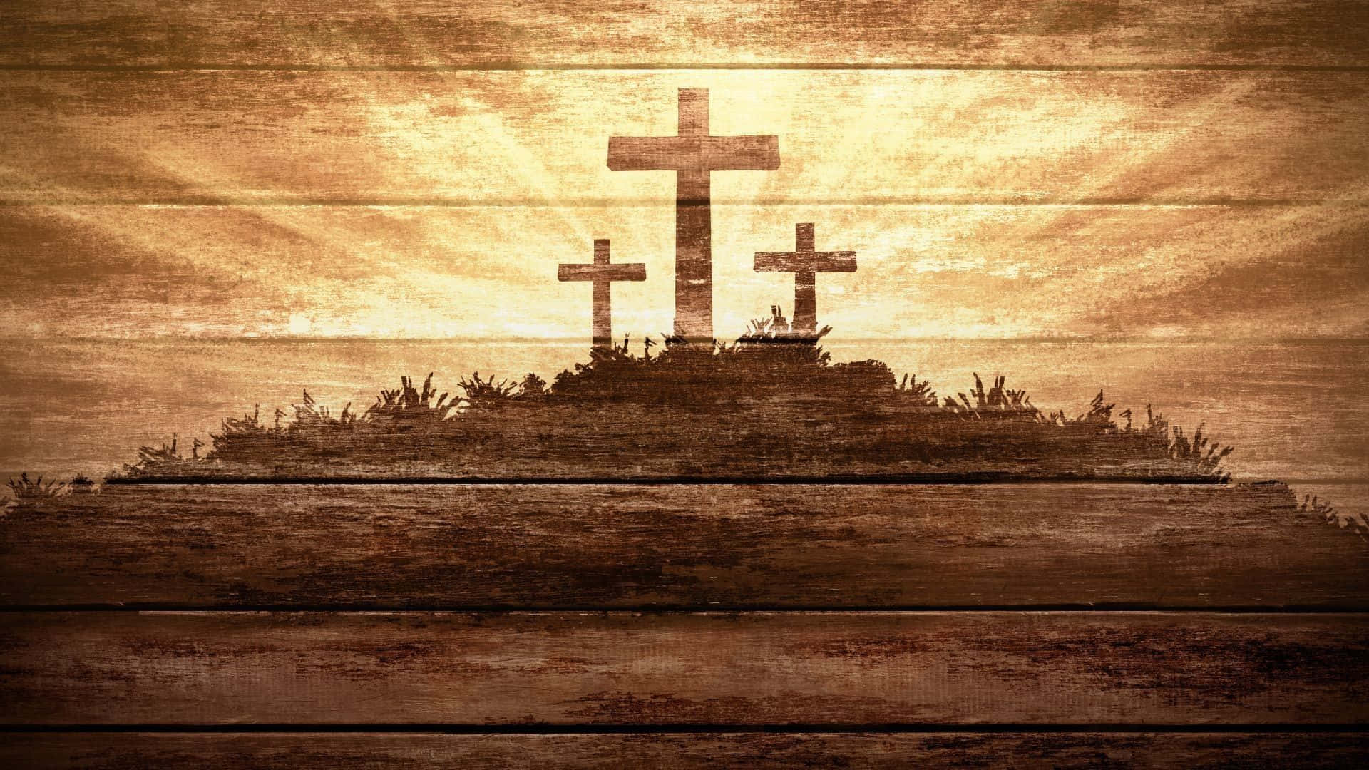 Beautiful Crosses On Wooden Surface Illustration Background