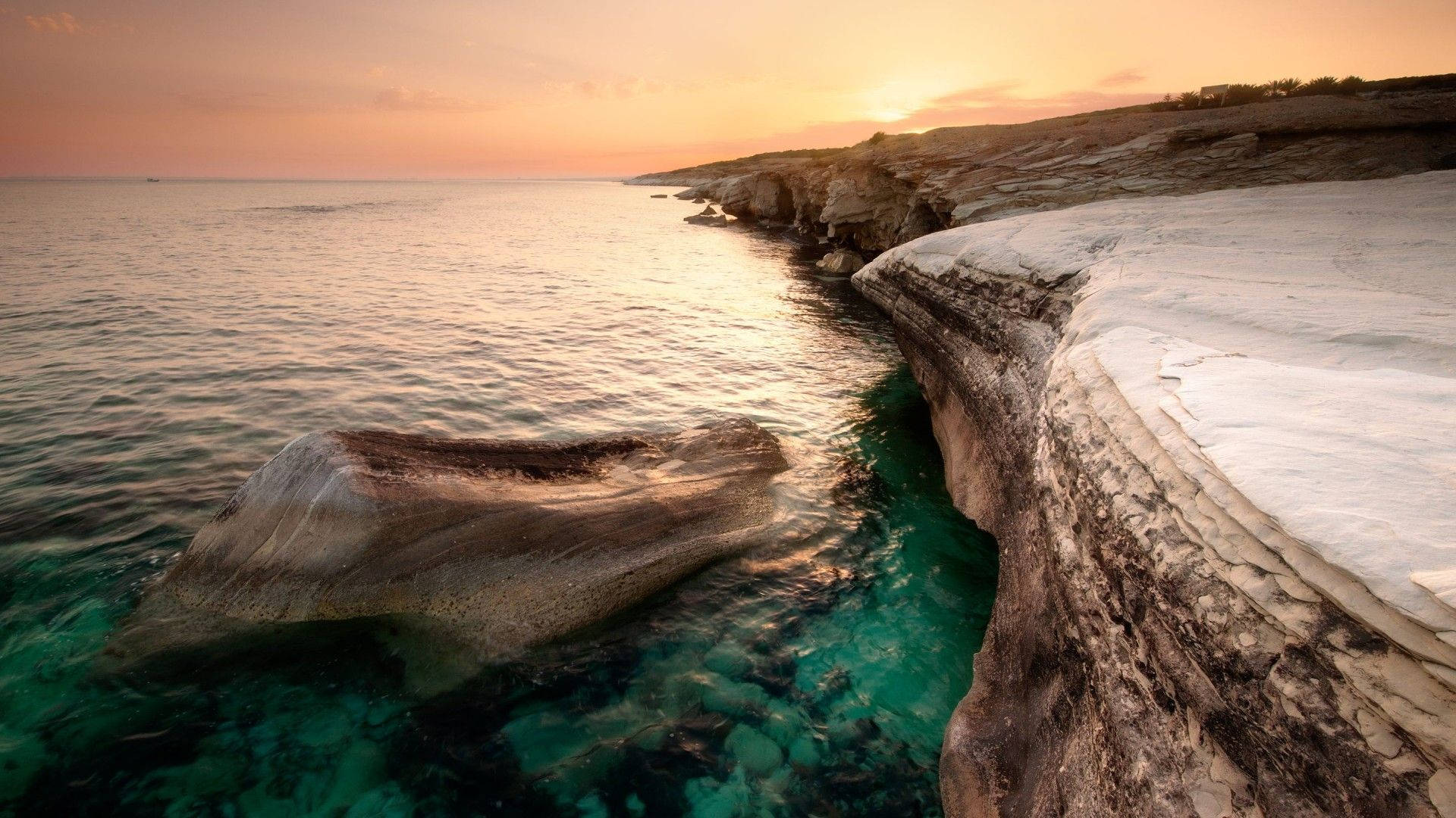 Beautiful Cyprus Beach At Sunset Background