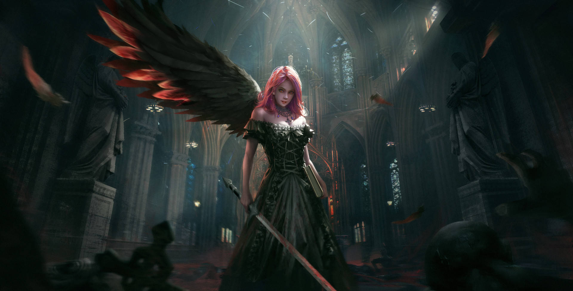 Beautiful Dark Angel Background