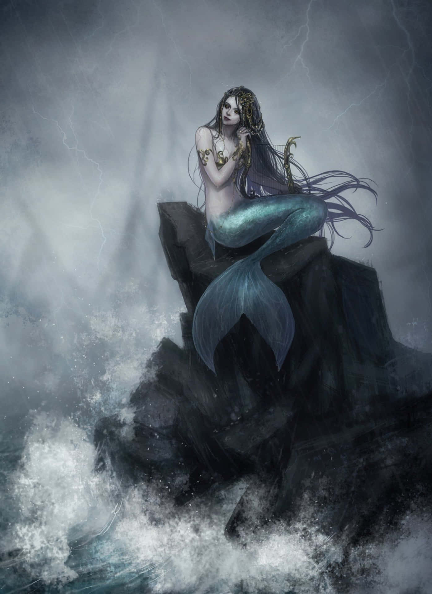 Beautiful Dark Mermaid Background
