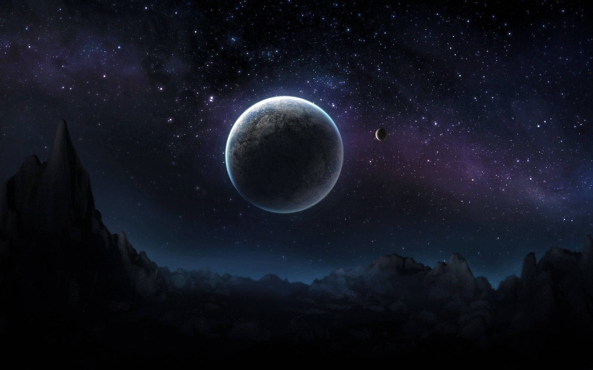 Beautiful Dark Outer Space And Planet Background