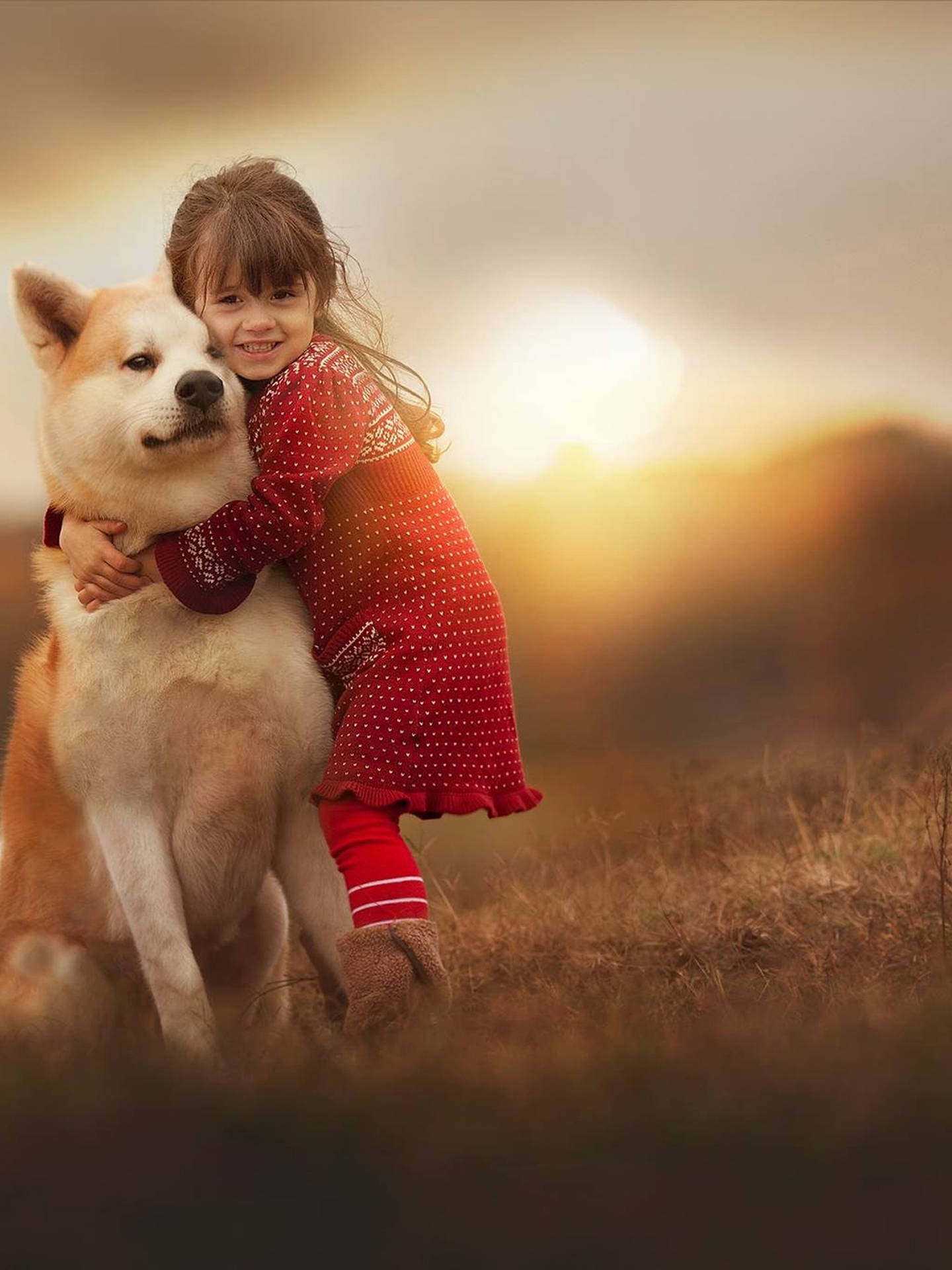 Beautiful Day Dog And Girl Background