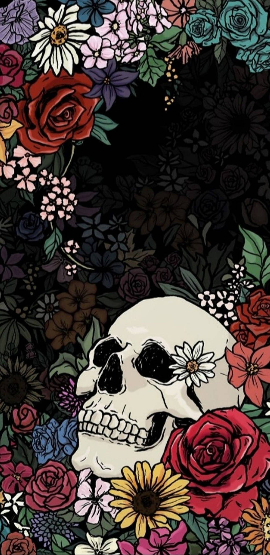 Beautiful Day Of The Dead Skull Background