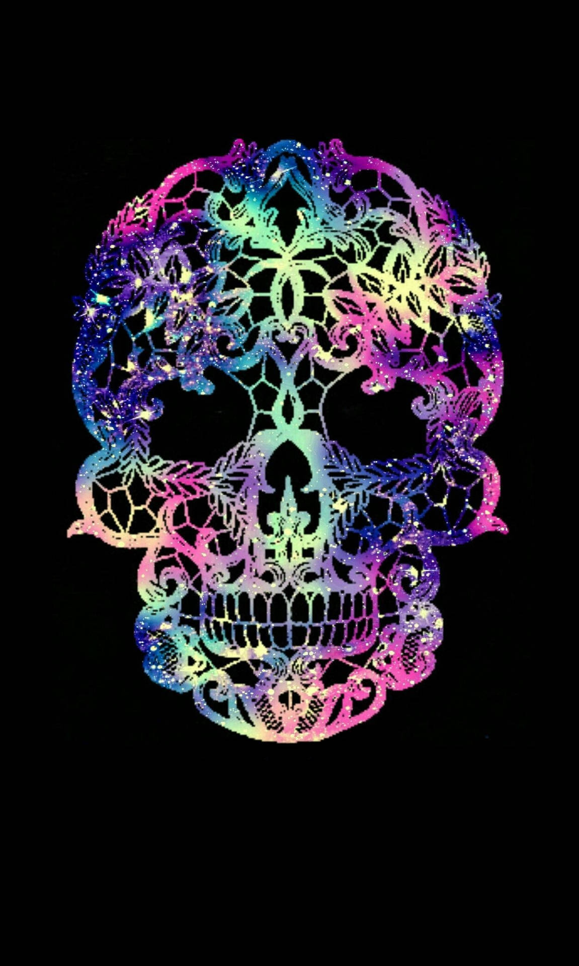 Beautiful Dia De Los Muertos Colorful Skull Background