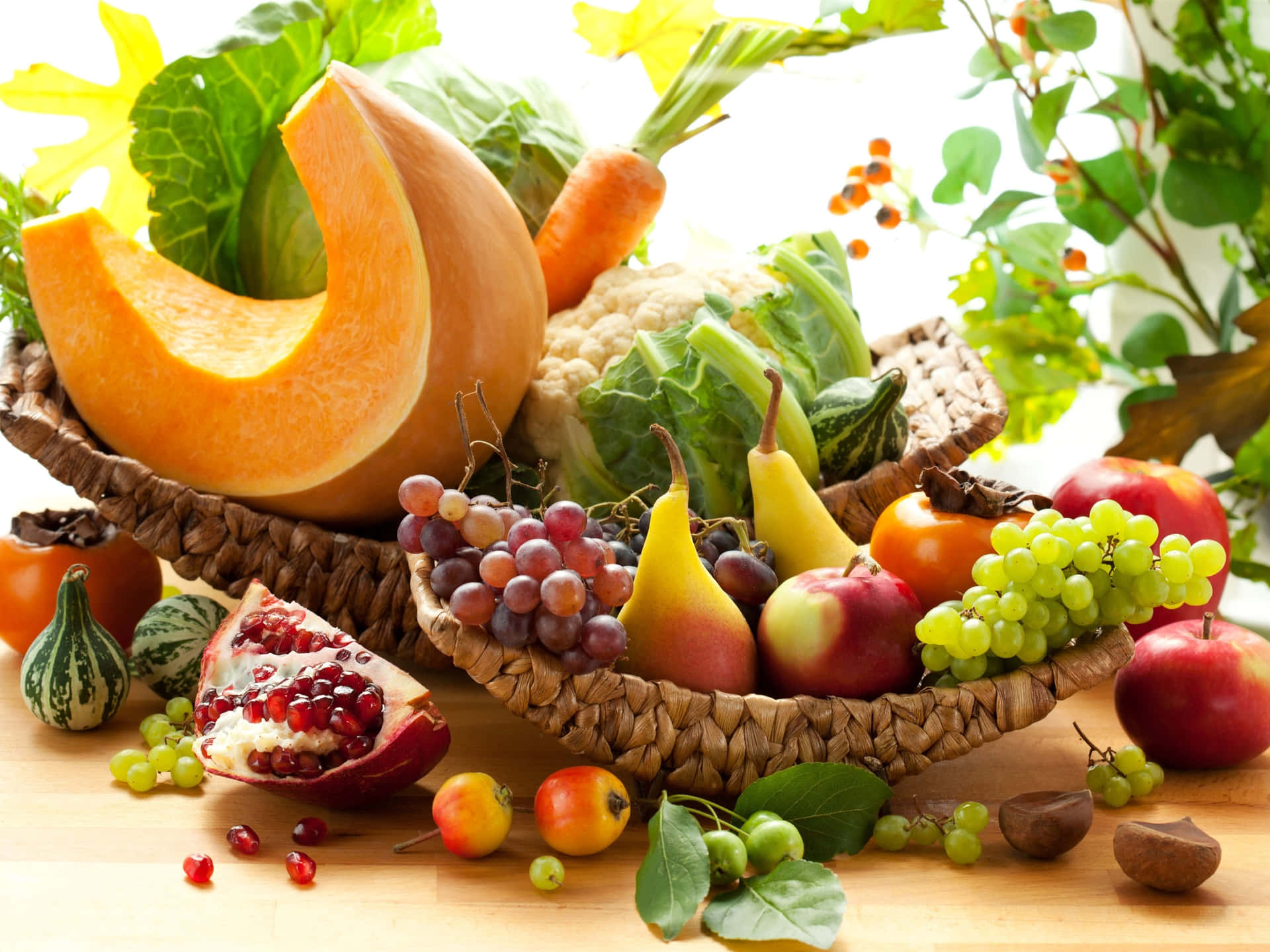 Beautiful Display Of Fresh Fruits And Vegetables