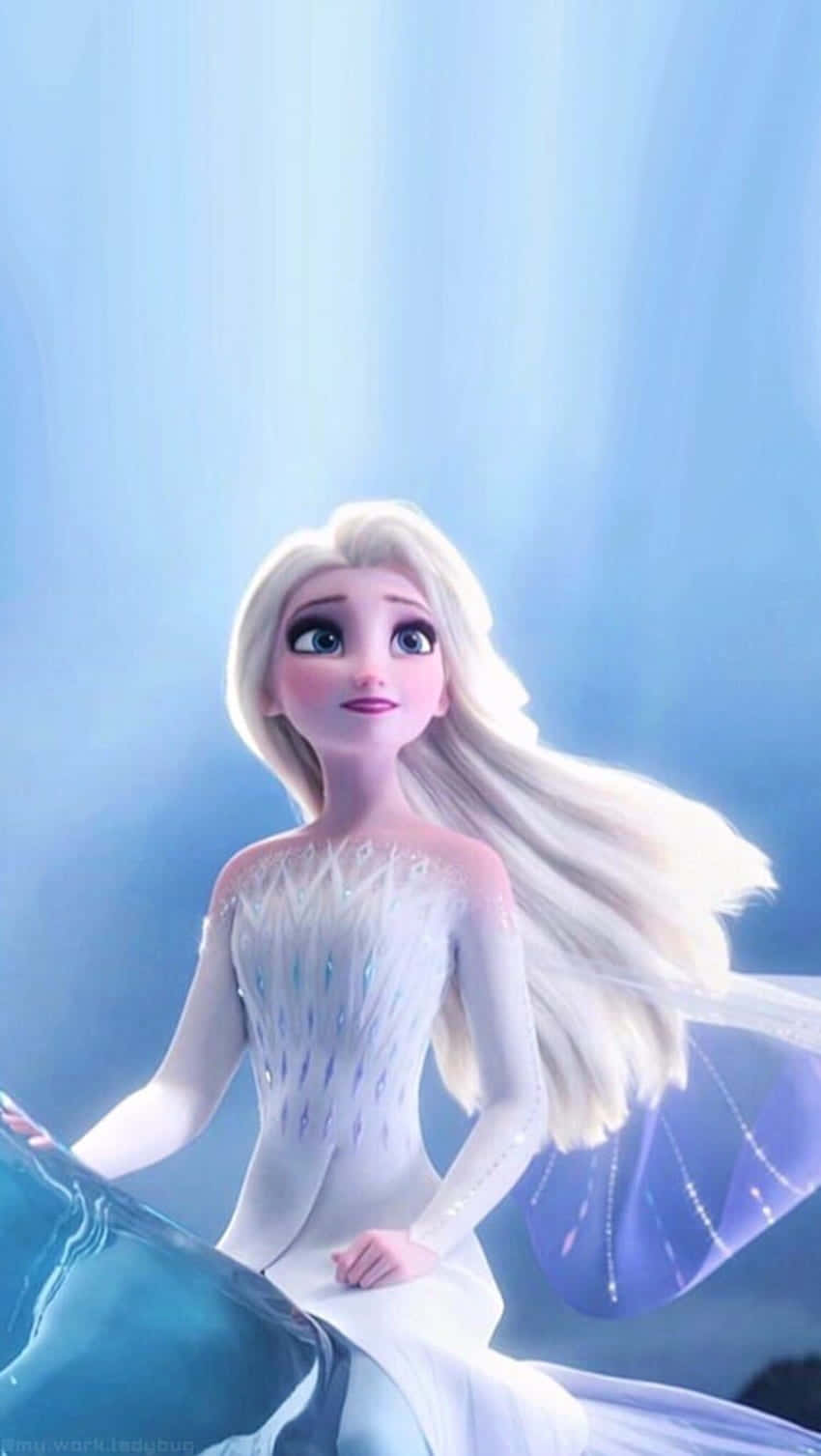 Beautiful Elsa In A Stunning White Dress Background