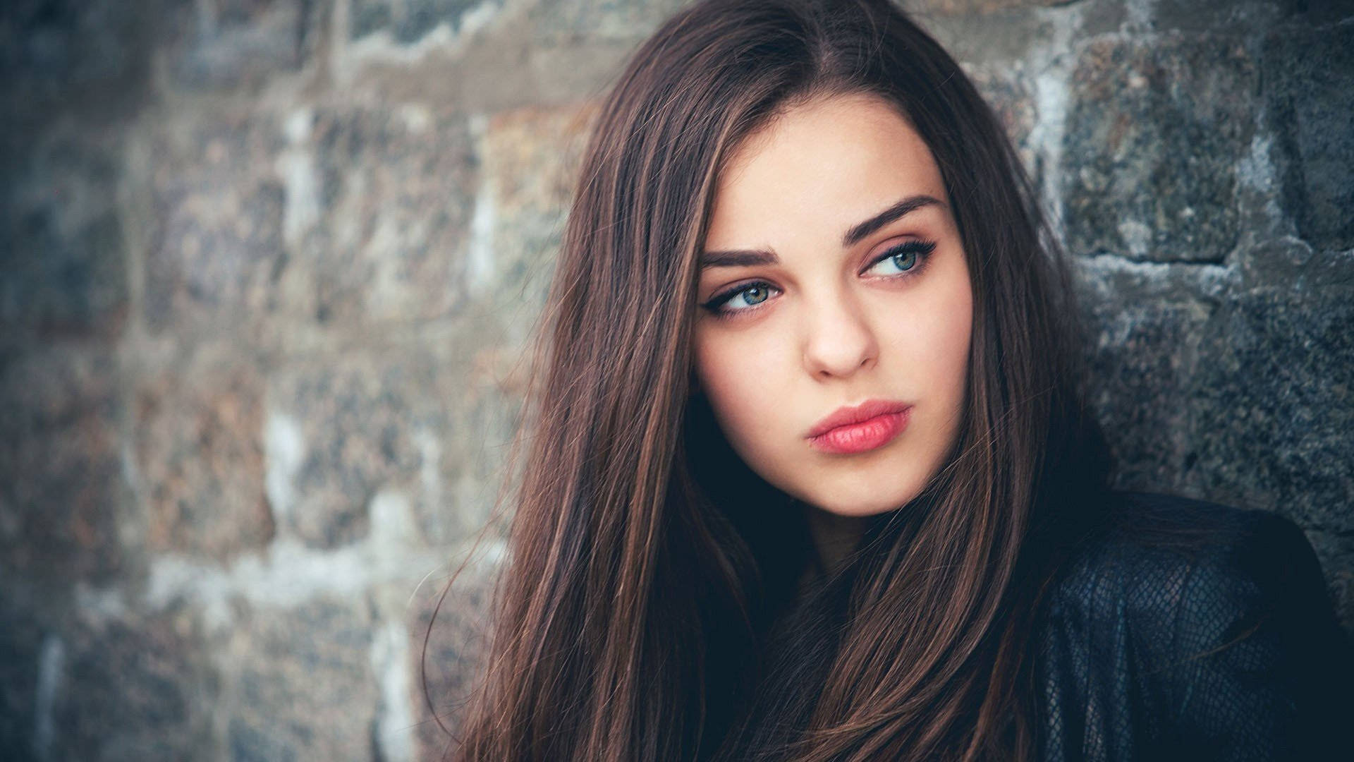 Beautiful Face Brunette Model Background