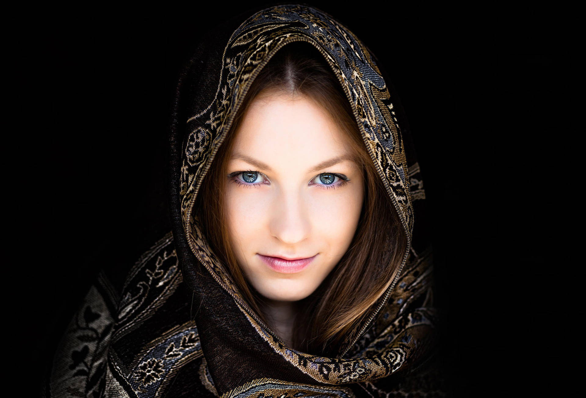 Beautiful Face Shawl Scarf Background