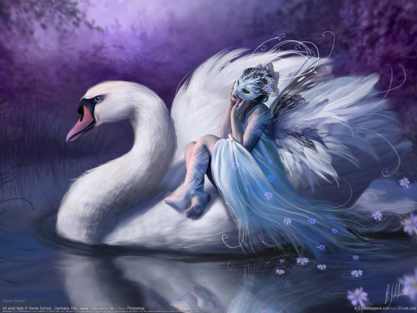 Beautiful Fairy And Swan Background