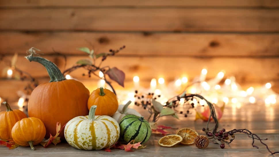 Beautiful Fall Pumpkins Display Background