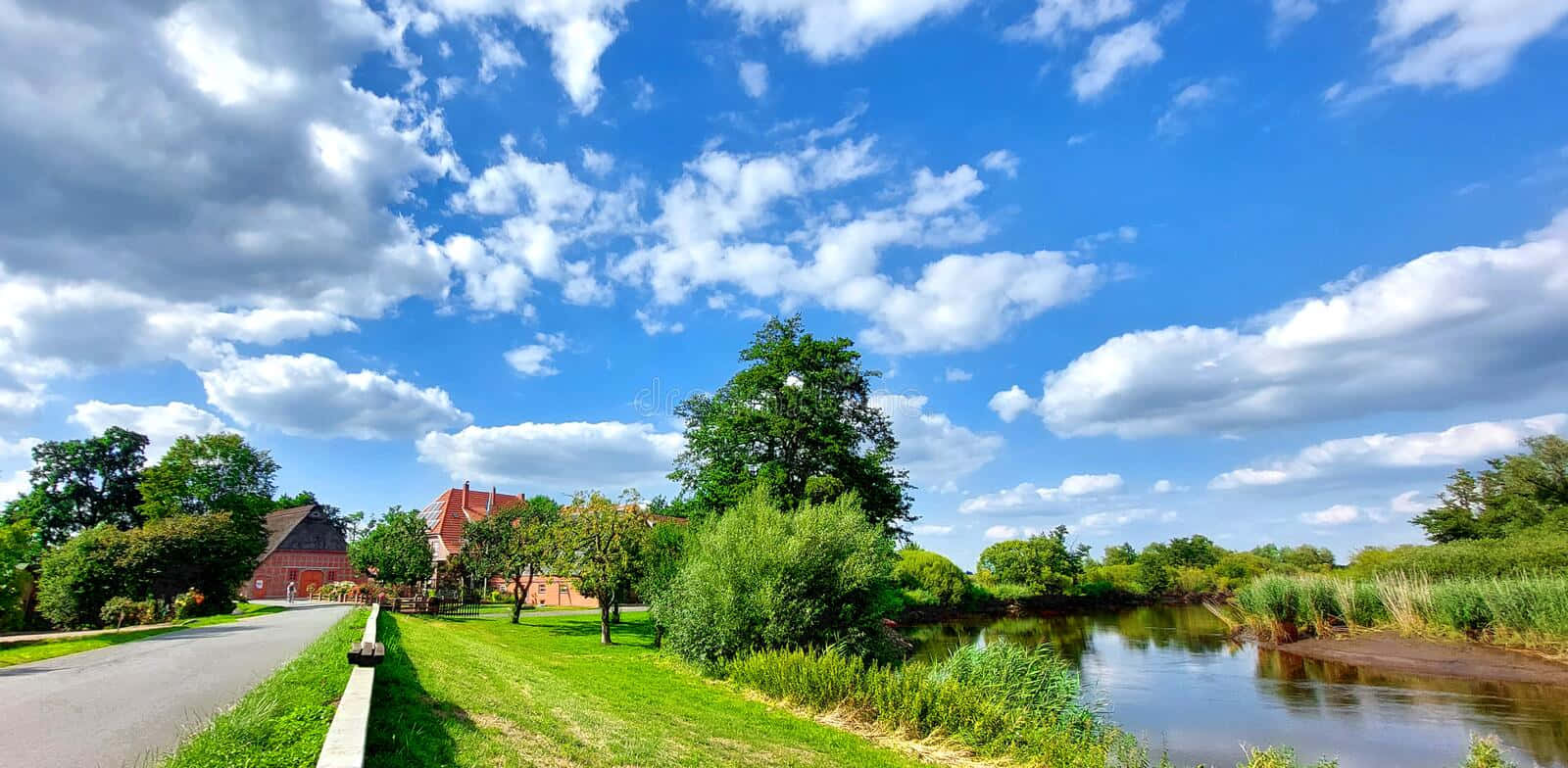 Beautiful Farmhouse Desktop In The Early Morning Sun Background