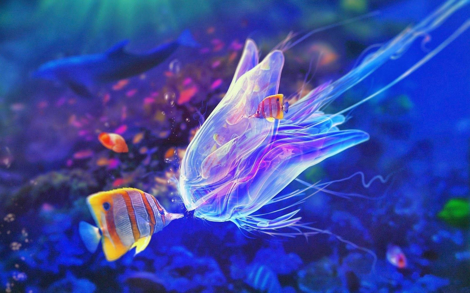 Beautiful Fish And Jellyfish Background