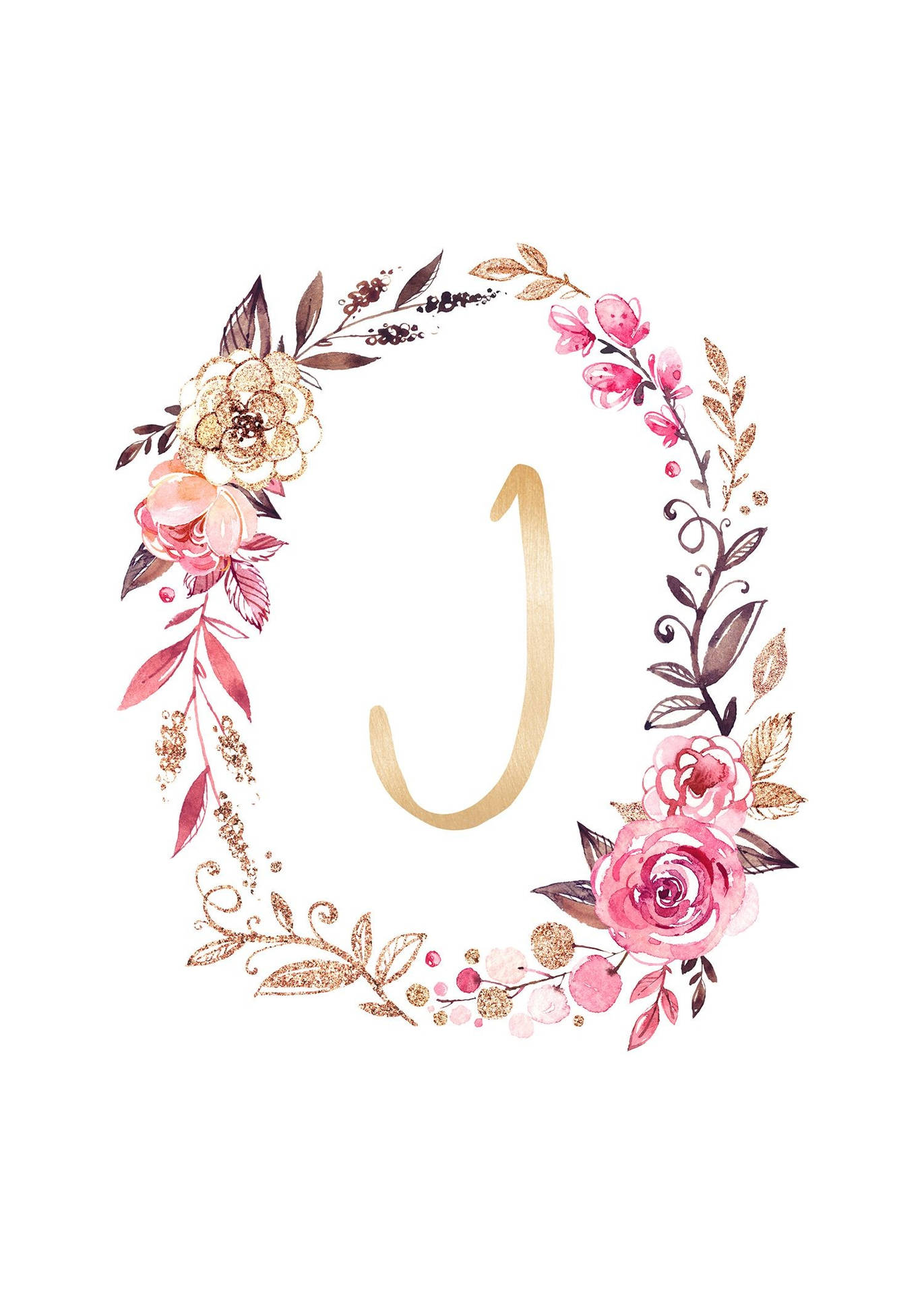 Beautiful Floral Letter J Background