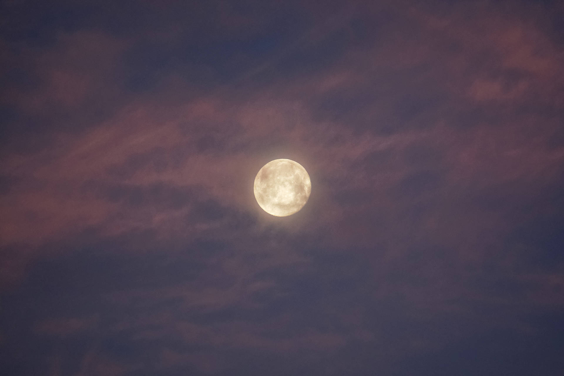Beautiful Full Moon Cloudy Violet Sky Background