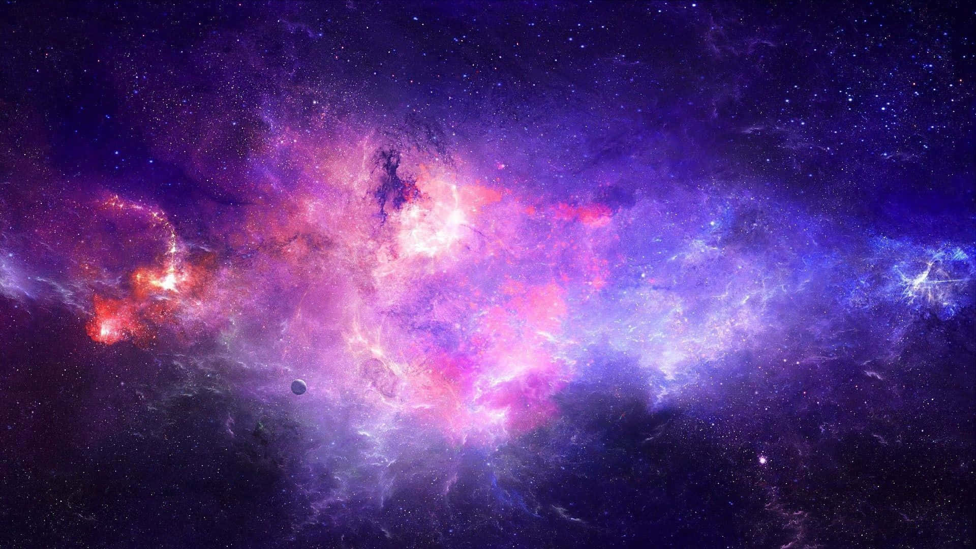Beautiful Galaxy With Purple And Pink Clouds Background