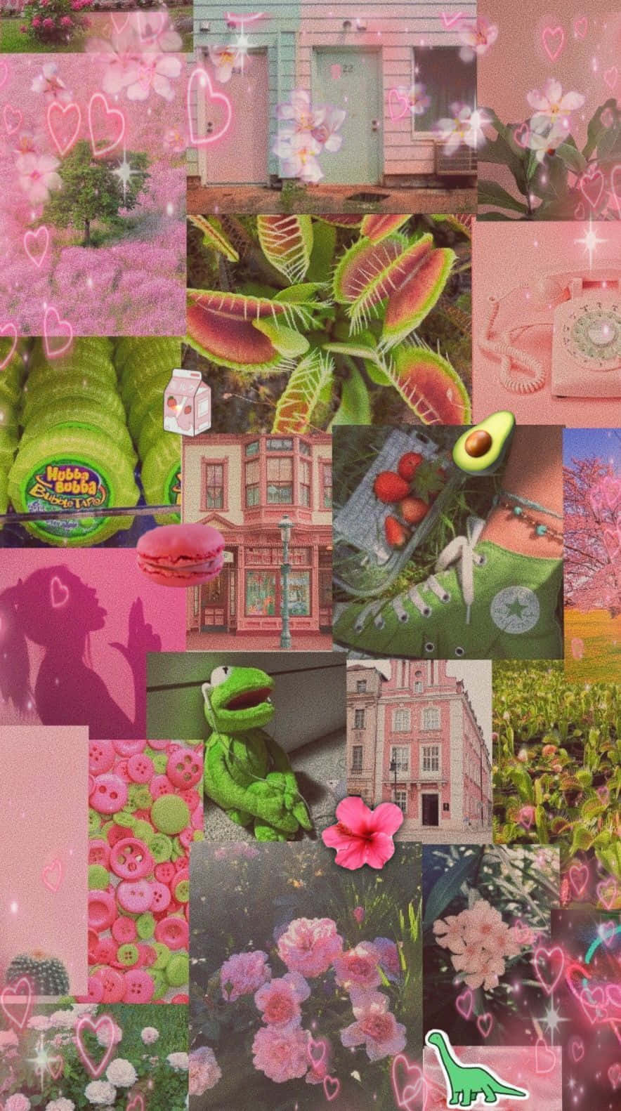 Beautiful Garden In Bloom With Pink And Green Aesthetic