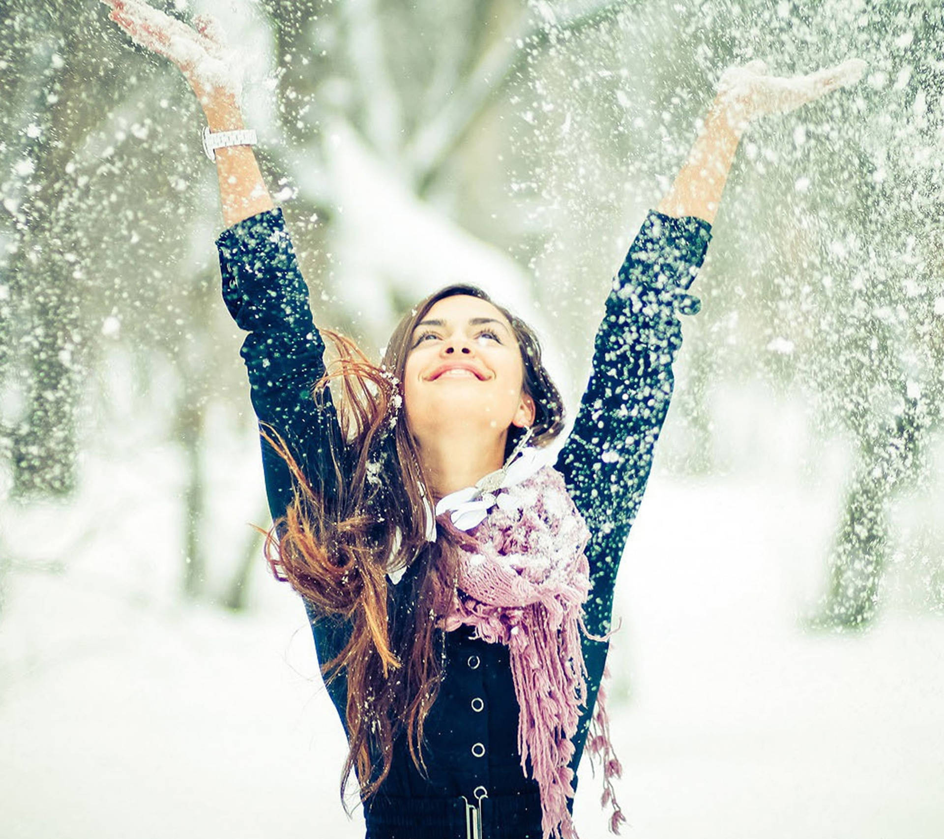 Beautiful Girls Enjoying Snow