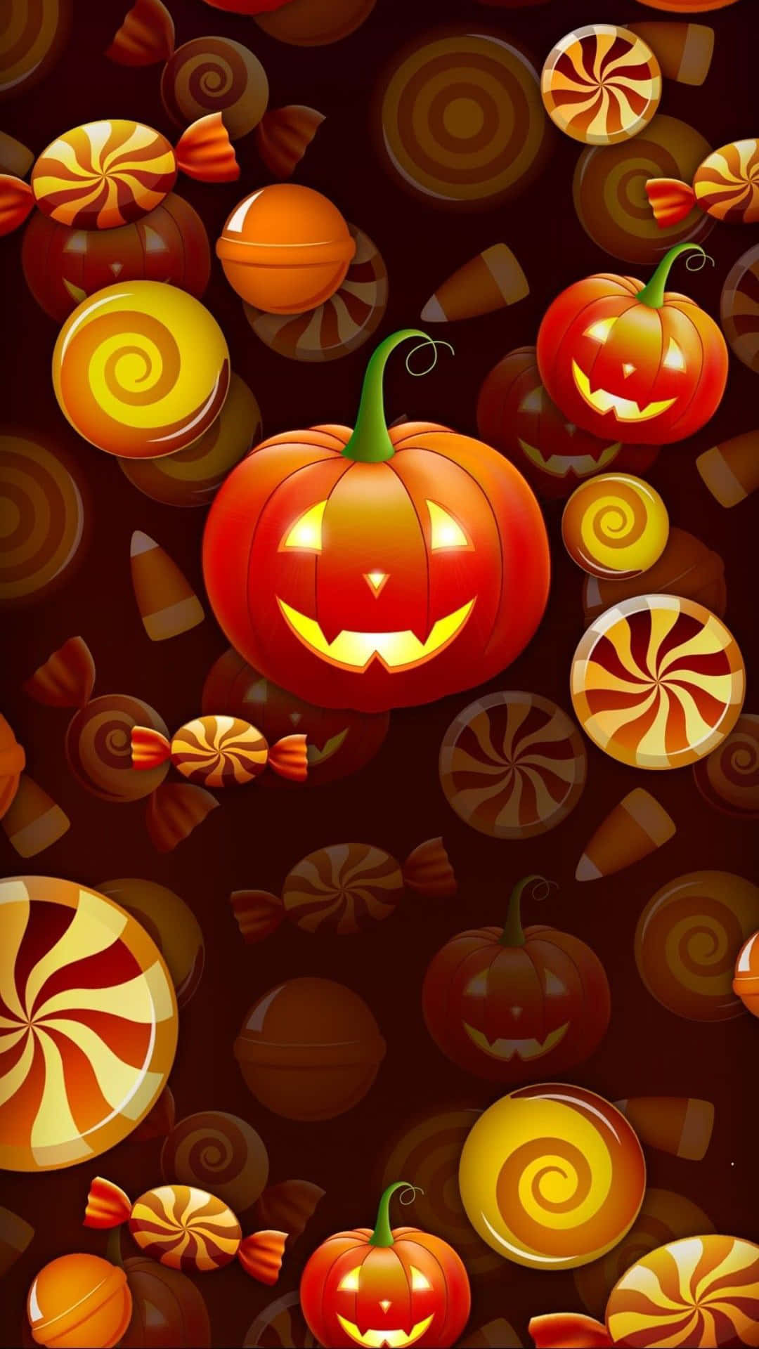 Beautiful Halloween Candies And Pumpkins Background