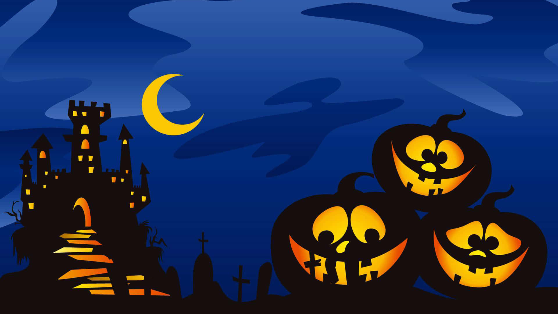 Beautiful Halloween Castle Silhouette Background