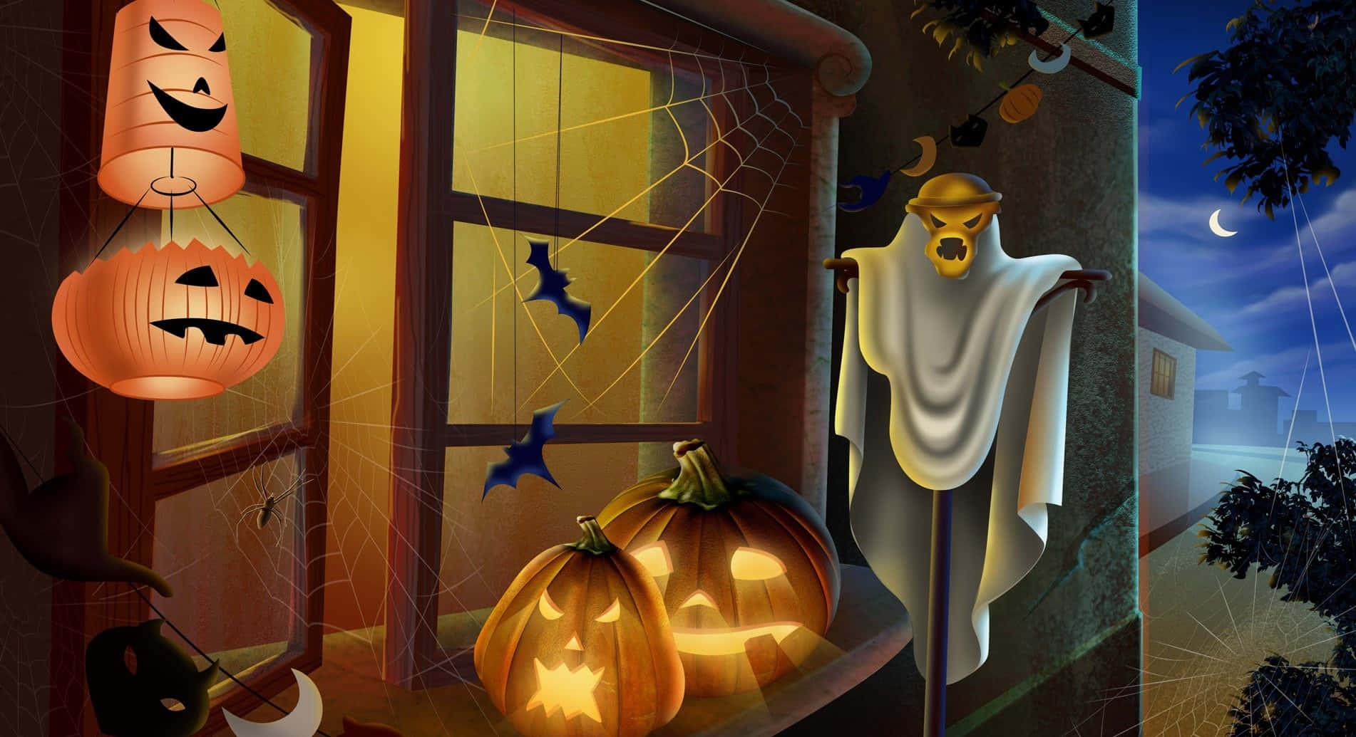 Beautiful Halloween Decor Of A House Background